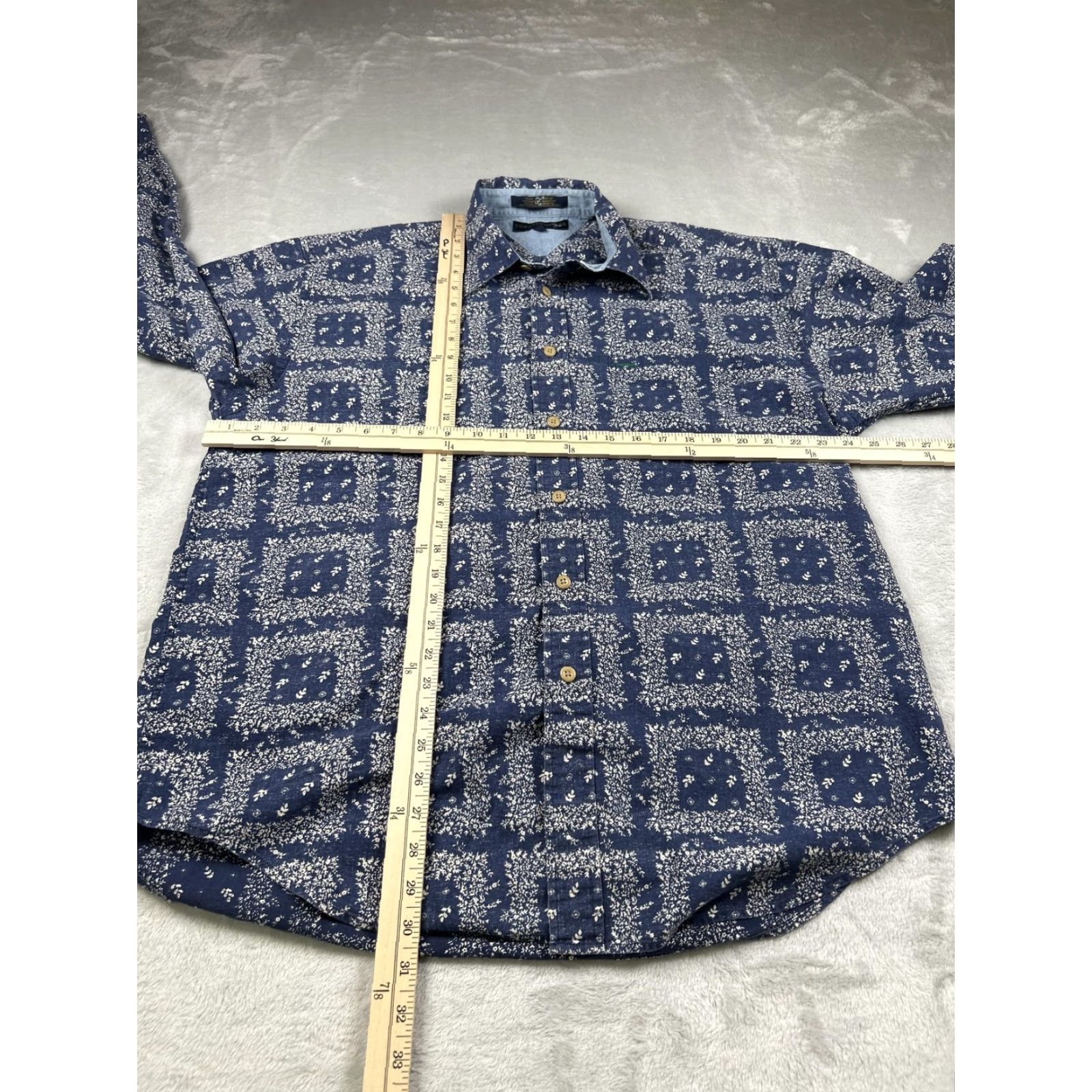 Tommy Hilfiger Tommy Hilfiger Shirt Mens Large Navy Blue Bandana Floral Long Sleeve Button Down Size US L / EU 52-54 / 3 - 7 Thumbnail