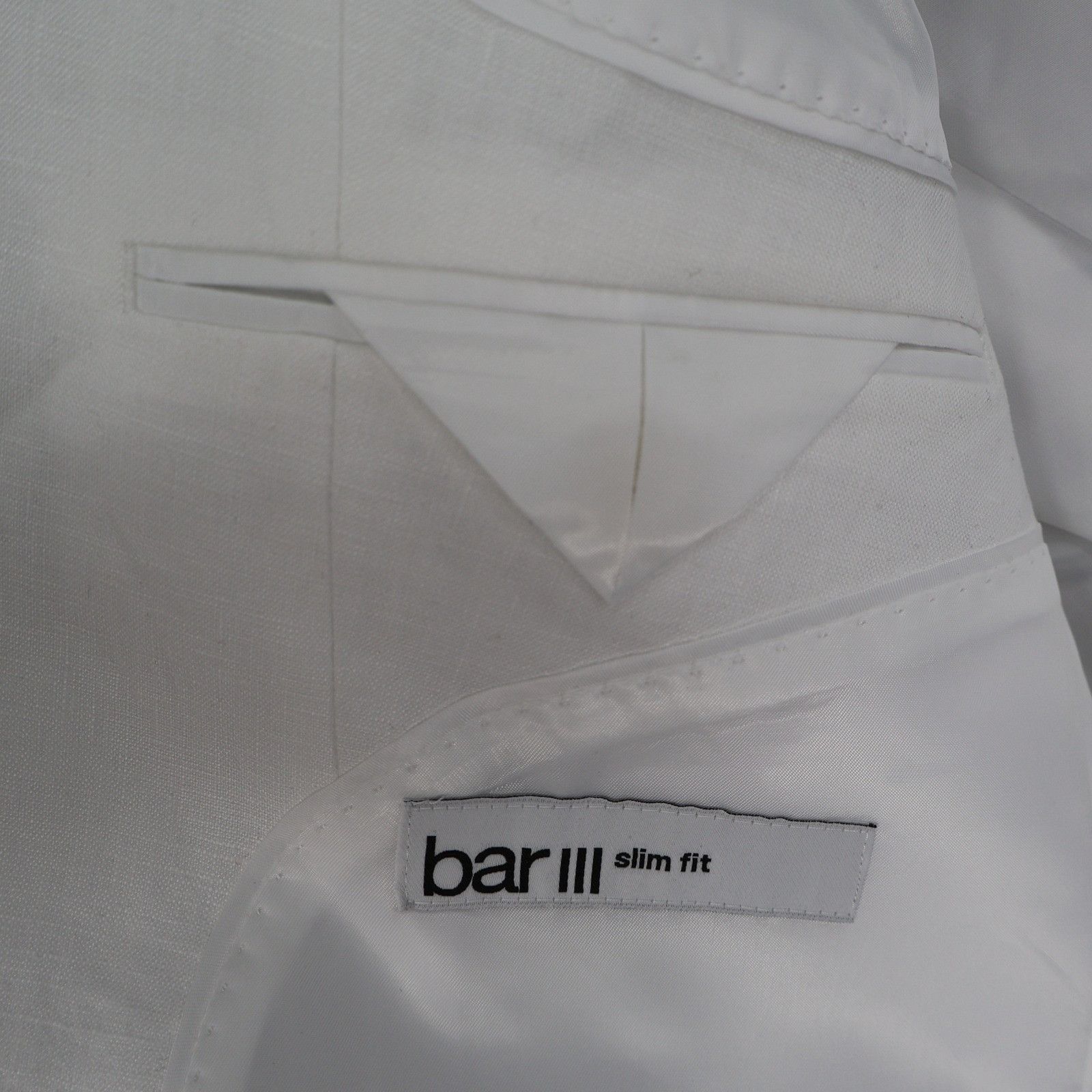 Bar III Bar III Slim Fit Linen Blazer Mens 42S White Preppy Classic Size 42S - 3 Thumbnail