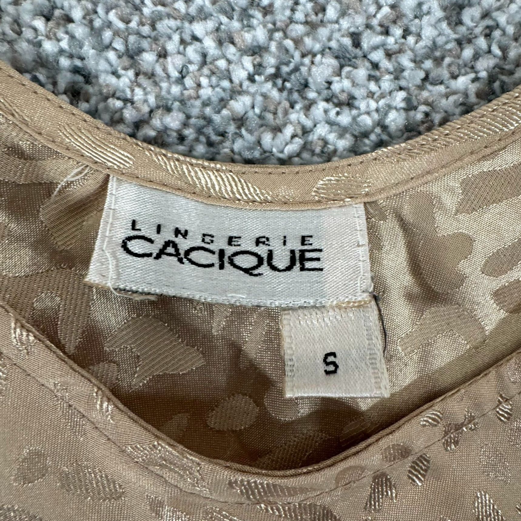 Vintage Cacique Slip Dress Women's S 90s Y2K Beige Scoop Neck Flowy Lingerie Fairycore Romantic Chemise Size S / US 4 / IT 40 - 4 Thumbnail