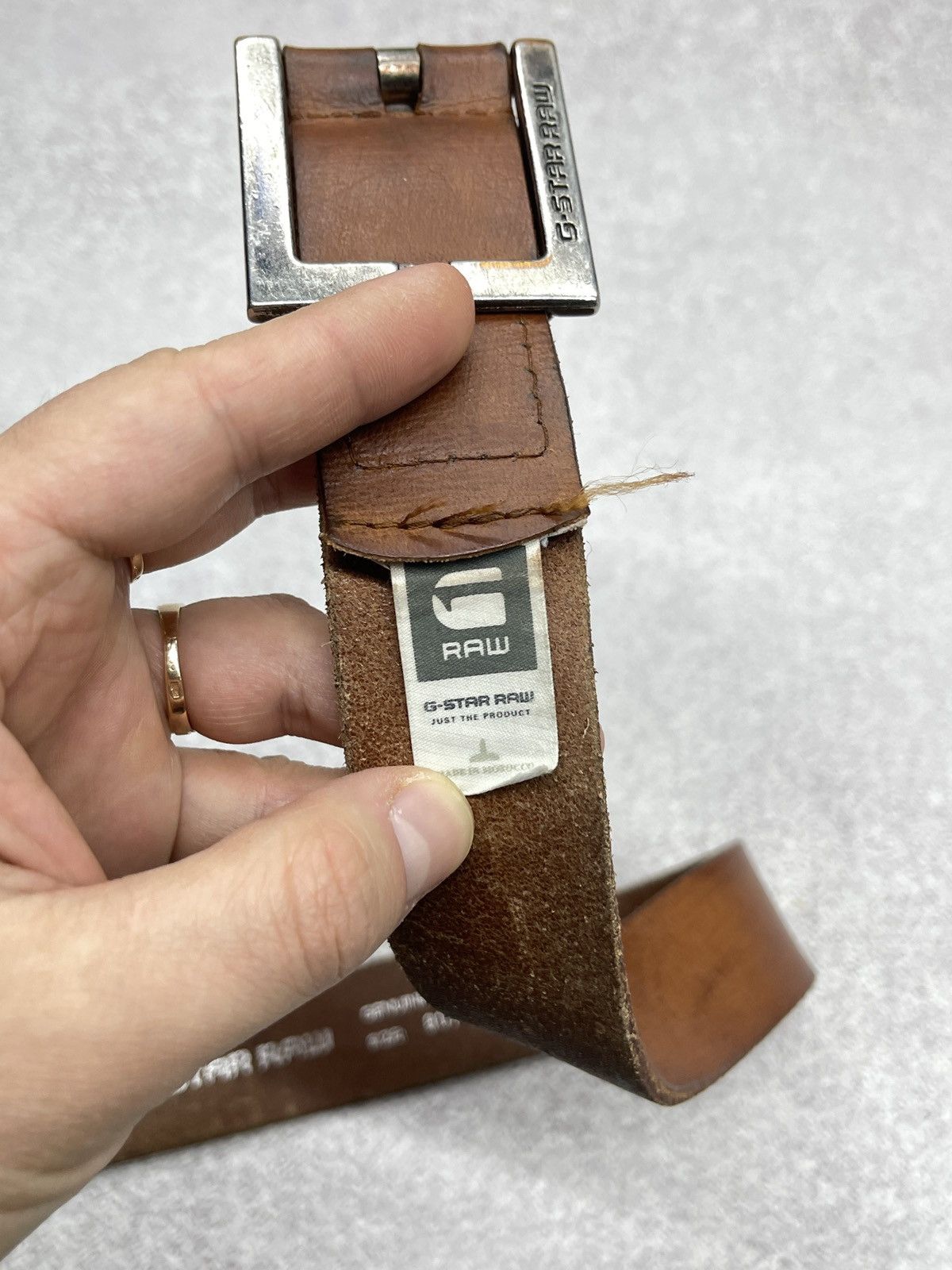 G-Star Mens G Star Raw Leather Belt Brown Size ONE SIZE - 7 Thumbnail