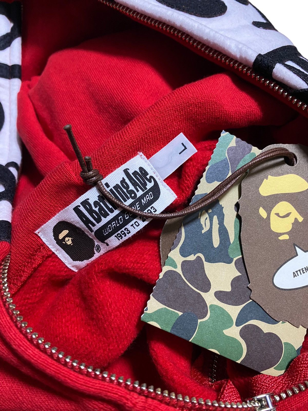 Bape BAPE Jurassic Full Zip Hoodie Red Size US L / EU 52-54 / 3 - 9 Thumbnail