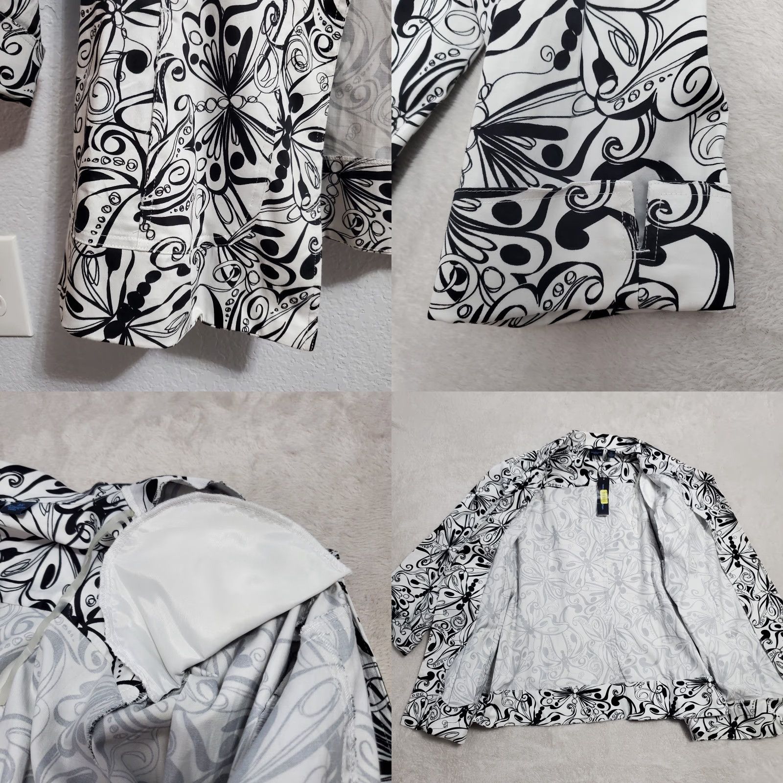 Vintage VINTAGE Westbound Jacket Women 3X White Black Butterfly 3/4 Sleeve Open Front Blazer Size XXL / US 16-18 / IT 52-54 - 8 Thumbnail