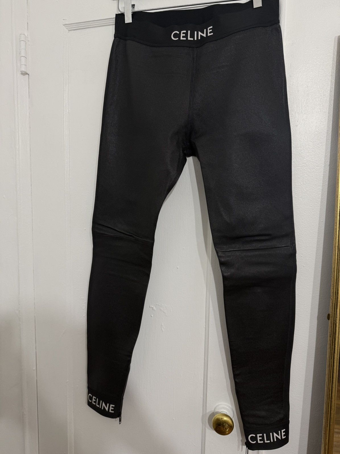 Celine F/W21 Teen Knight Poem Leather Legging Size US 31 - 1 Thumbnail