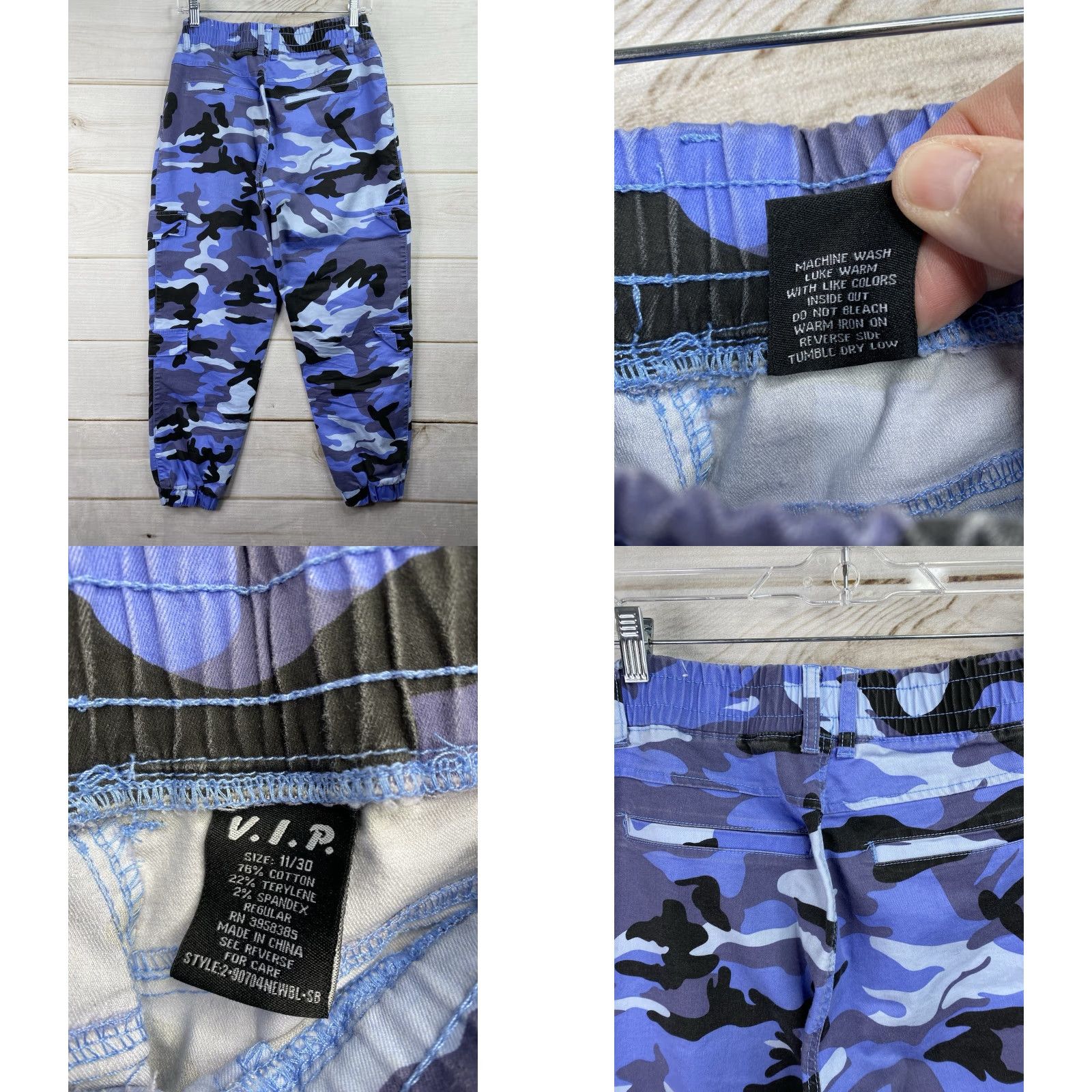 Vintage VINTAGE VIP Jeans Women Teens Jrs 13/31 Blue Army Camo Sculpt HipHop City Cargo Stretch Shirt Adult Womens Size 34" / US 12 / IT 48 - 8 Thumbnail