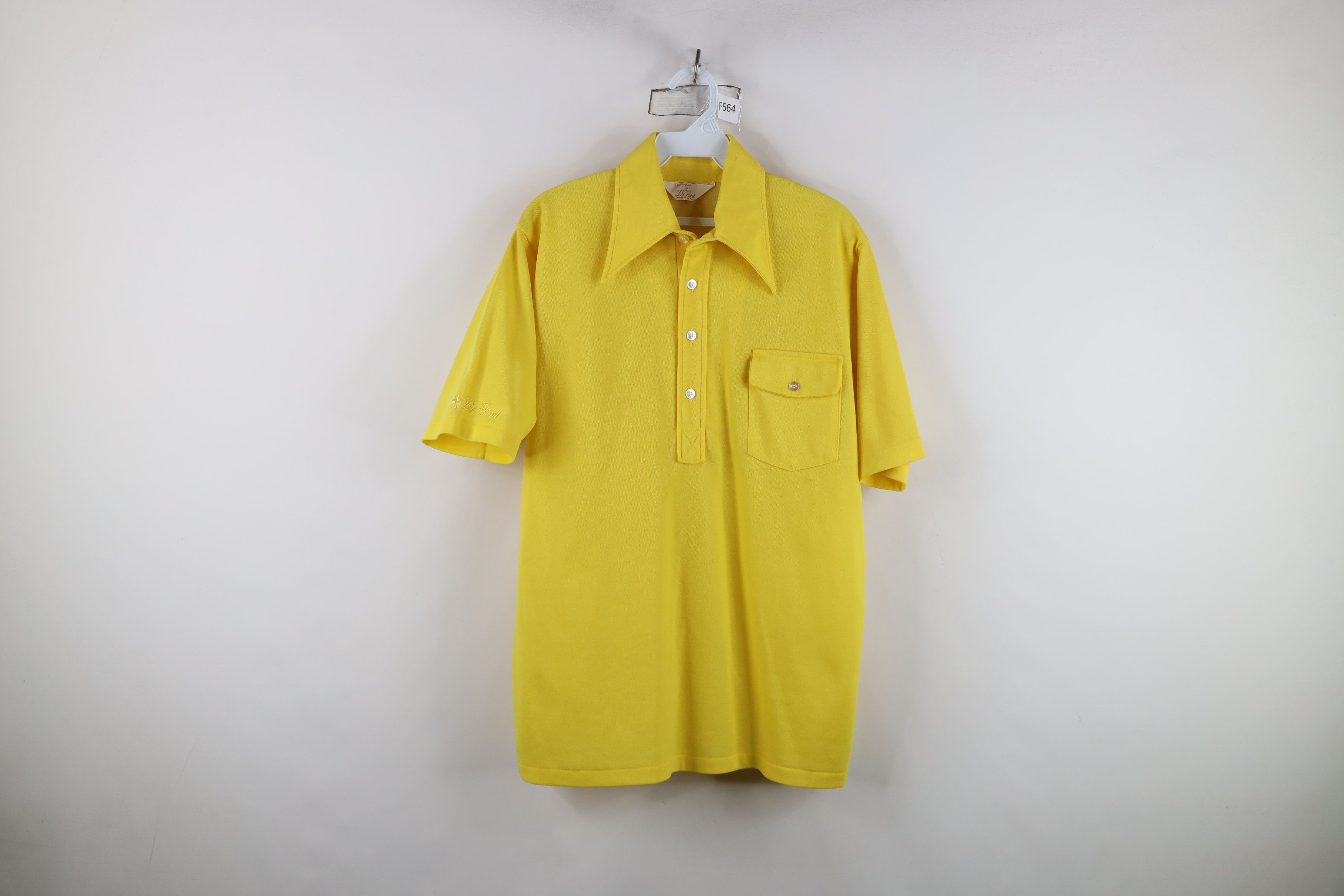 Vintage Vintage 70s Streetwear Collar Knit Polo Shirt Yellow USA Size US L / EU 52-54 / 3 - 1 Thumbnail