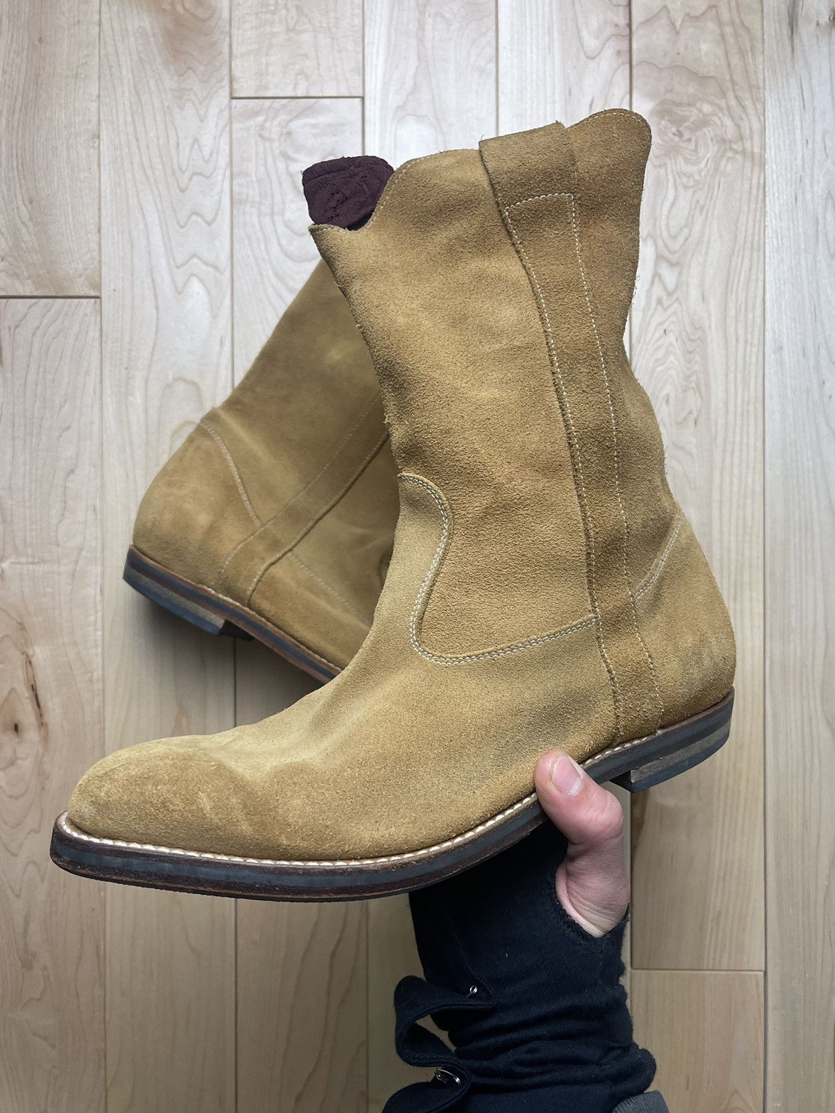 image of Maison Margiela Brown Suede Pointed Toe Western Boots, Men's (Size 7)