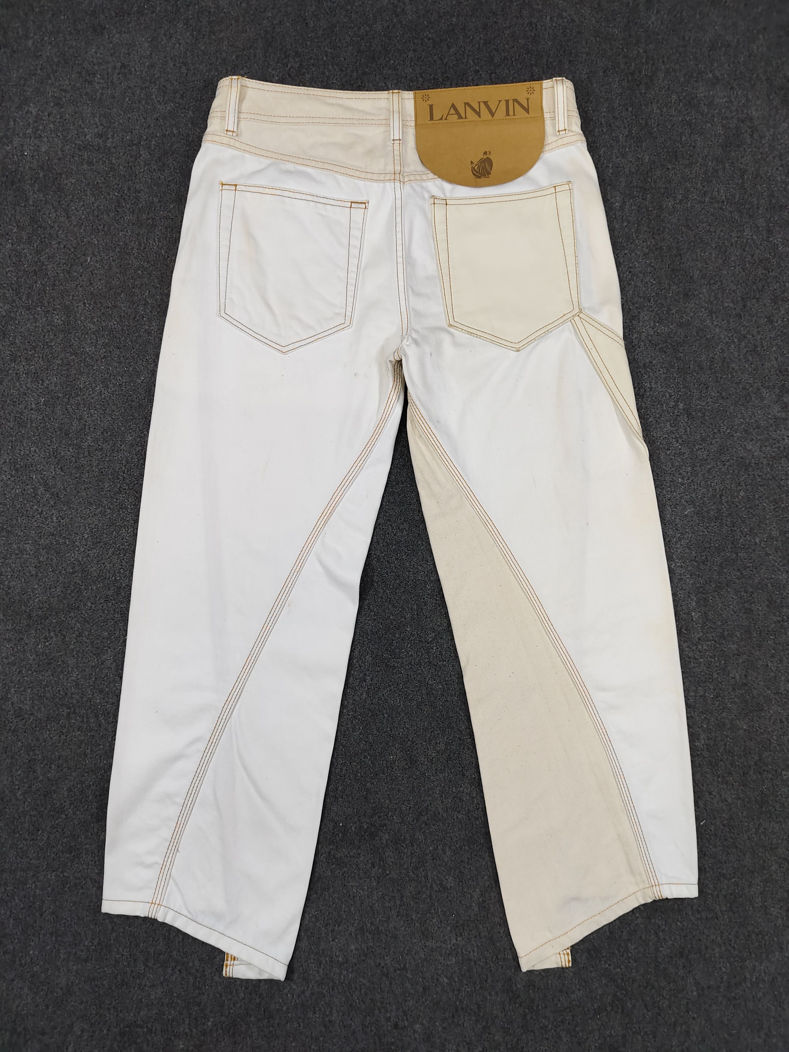 Lanvin LANVIN- Panel Cropped Carpenter Utility Leather Pocket Jeans Size 31" - 1 Thumbnail