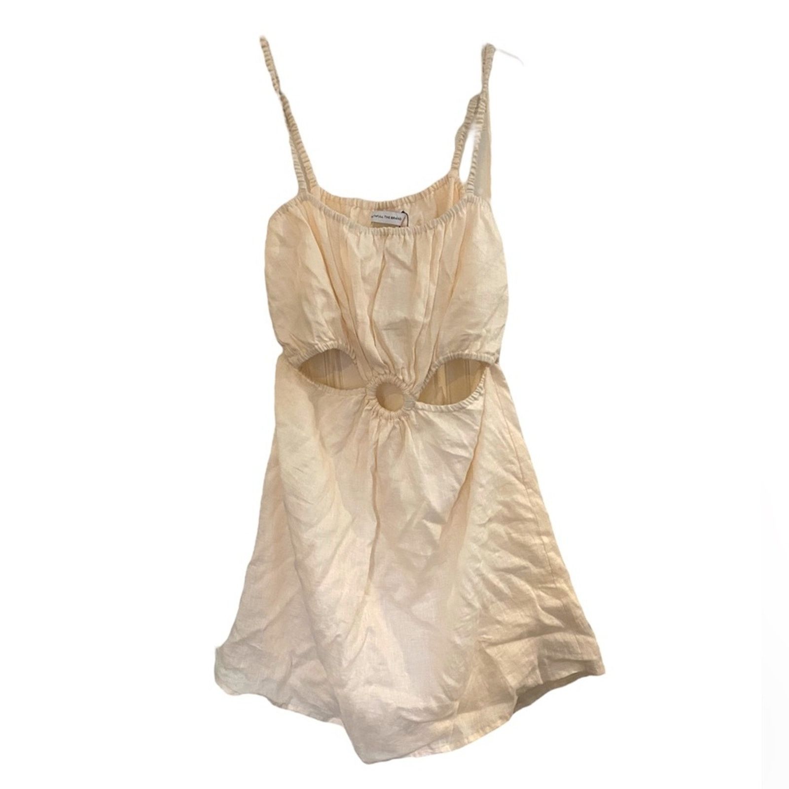 FAITHFULL FAITHFULL THE BRAND BEIGE LINEN CUTOUT MINI DRESS XL Size XL / US 12-14 / IT 48-50 - 2 Thumbnail