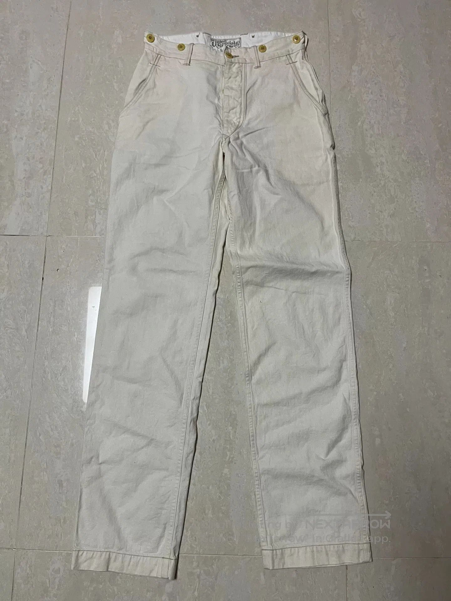 Freewheelers Freewheelers White Mid-rise Straight Leg Pants. Size US 30 / EU 46 - 1 Thumbnail
