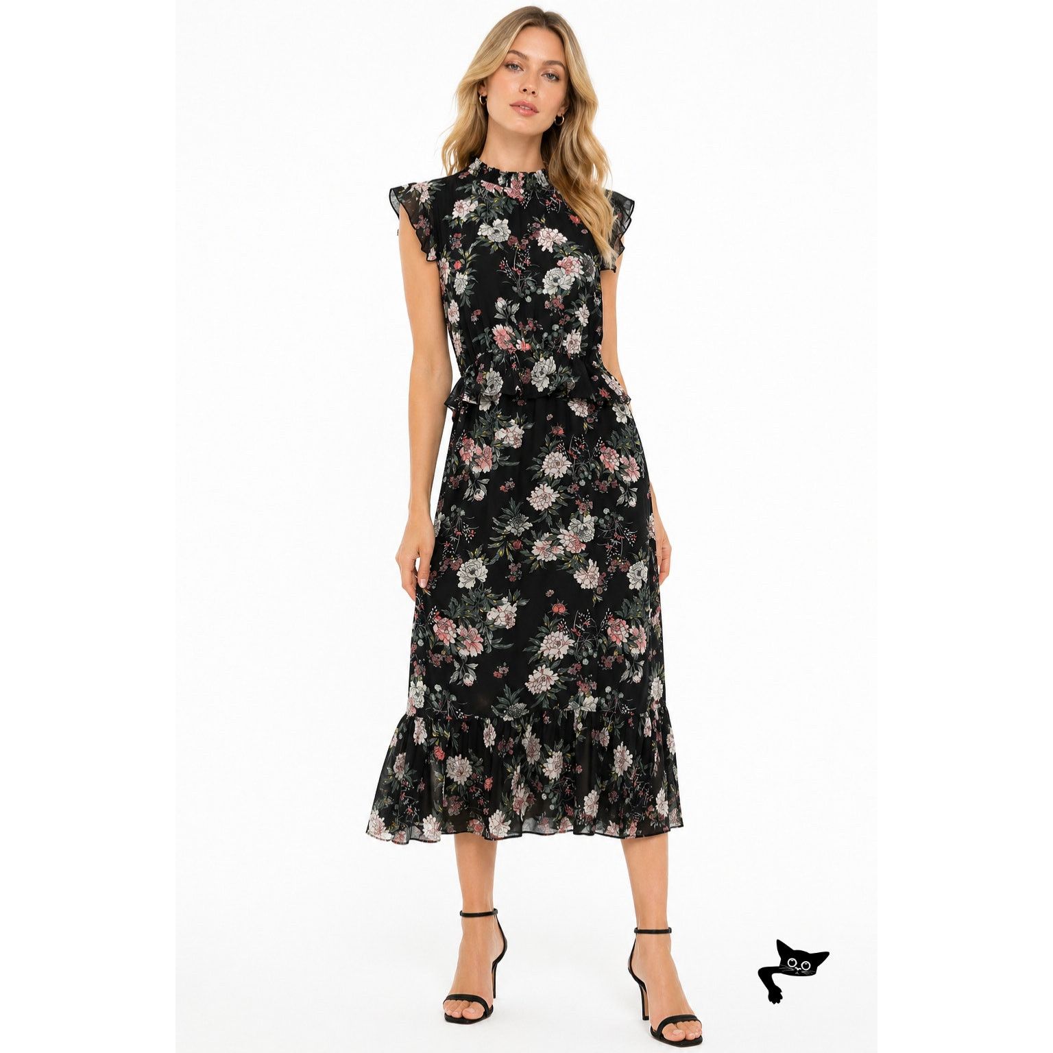 Other Laissez Faire Floral Midi Smocked Neck Ruffle Sleeveless Size S / US 4 / IT 40 - 4 Thumbnail