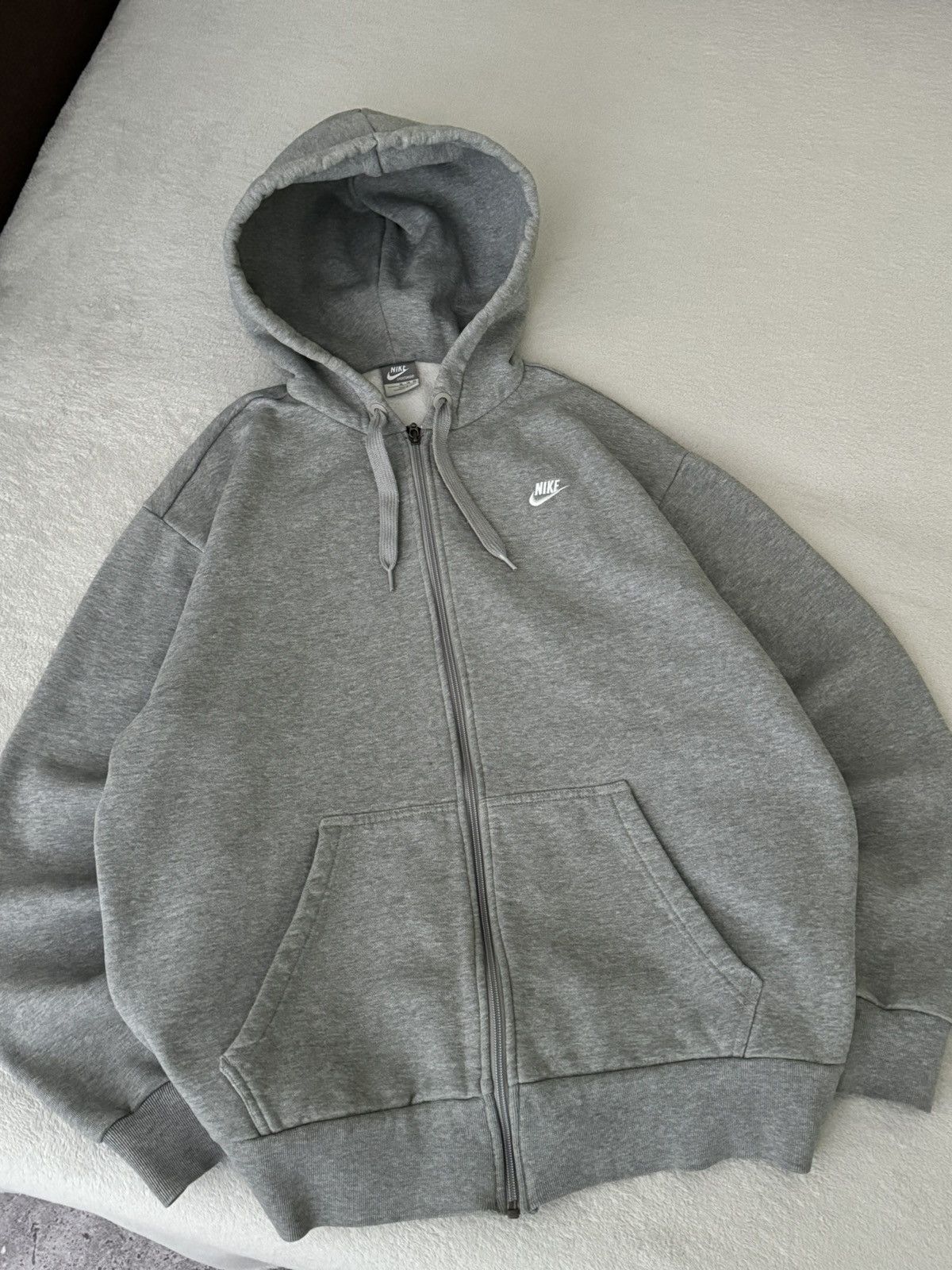 Vintage Nike Y2K swoosh oversized grey zip hoodie