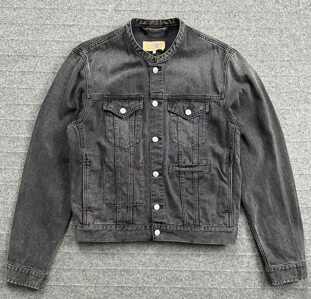 Maison Margiela Maison Margiela - MM6 Collarless Denim Jacket - Washed Black Size US M / EU 48-50 / 2 - 1 Thumbnail