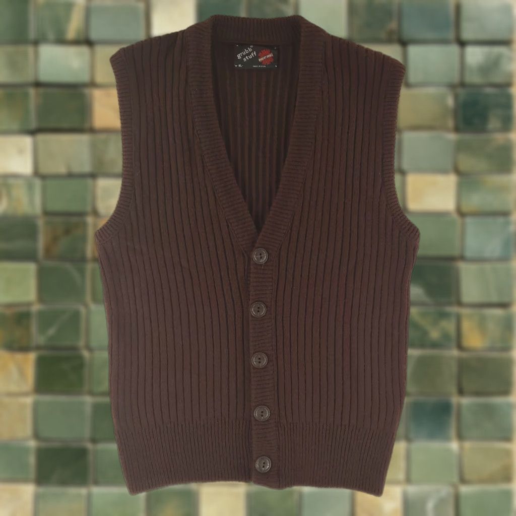 Vintage Robert Bruce Grubb Stuff Wool Cardigan Sweater Vest Brown Mens XL Size US XL / EU 56 / 4 - 1 Thumbnail
