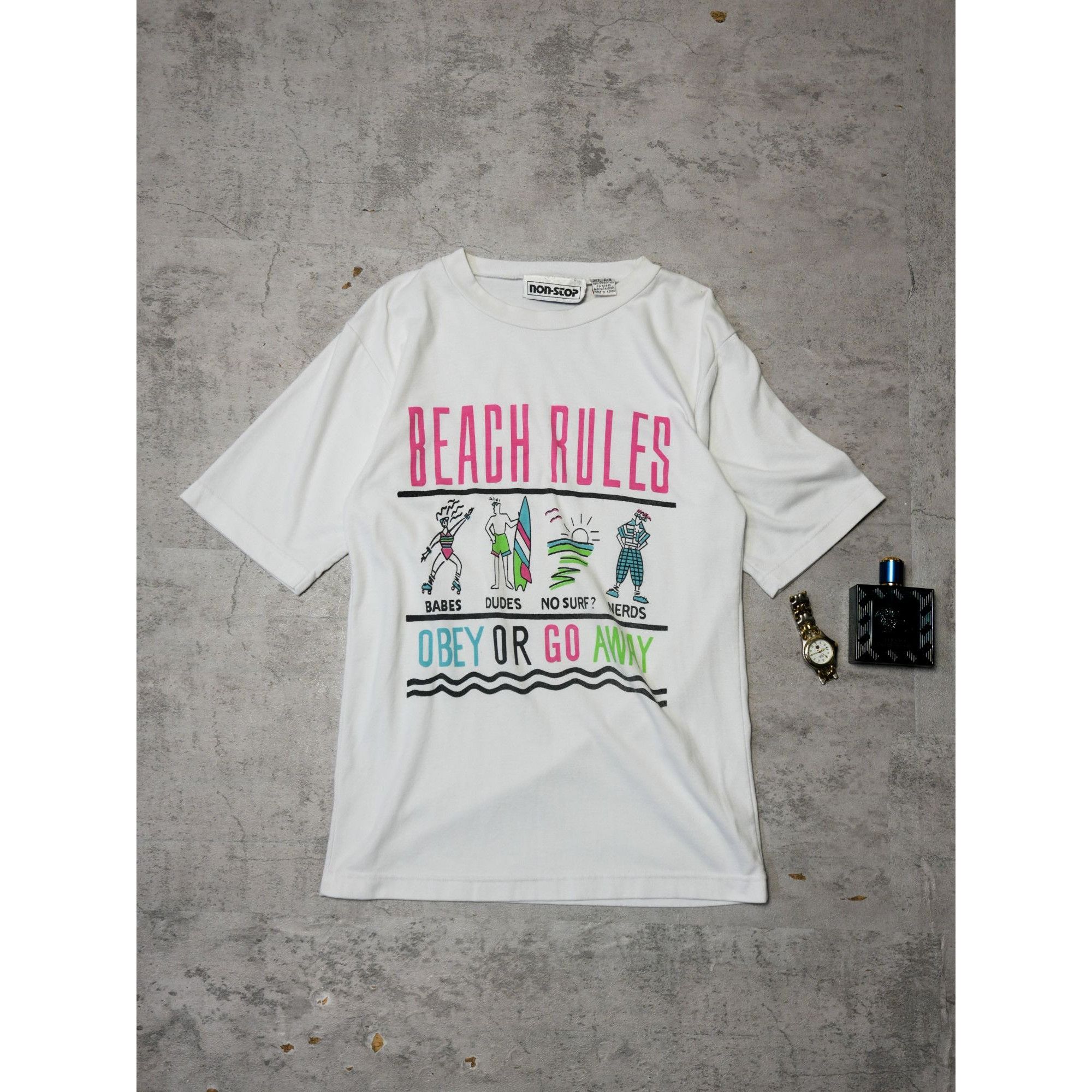 Other Vintage 90s Beach Rules Obey or Go Away Sarcastic Graphic T Size US S / EU 44-46 / 1 - 1 Preview