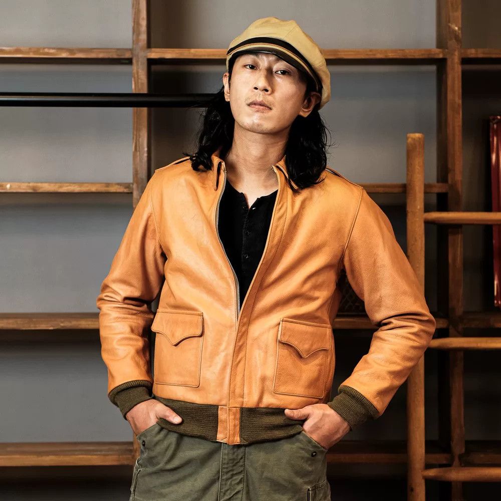 The Real McCoy's real mccoy a2 leather jacket in sunset yellow Size US M / EU 48-50 / 2 - 1 Thumbnail