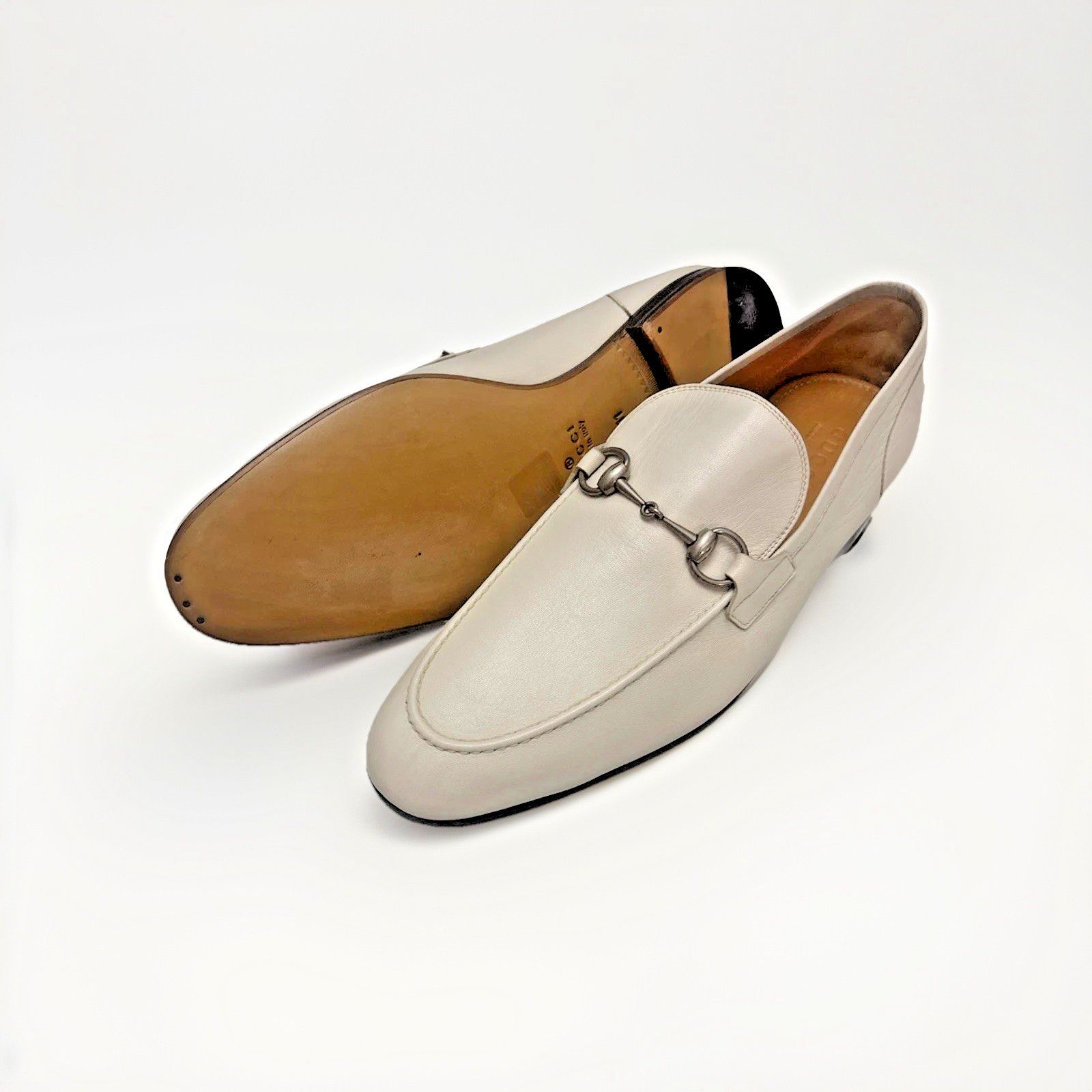 Gucci GUCCI JORDAAN SILVER HORSEBIT WHITE MEN'S LOAFERS 11 G 12 US Size US 11.5 / EU 44-45 - 1 Thumbnail