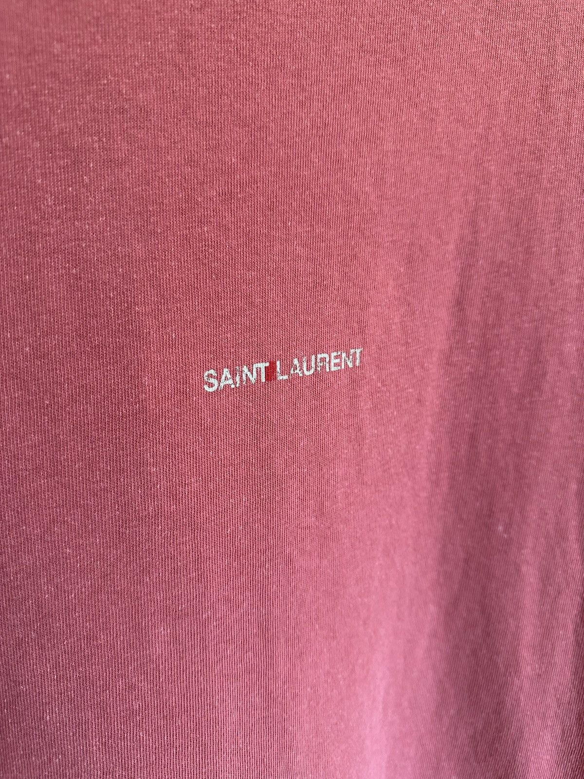 Saint Laurent Paris $550 Saint Laurent Rive Gauche logo t shirt pink salmon Size US M / EU 48-50 / 2 - 14 Thumbnail