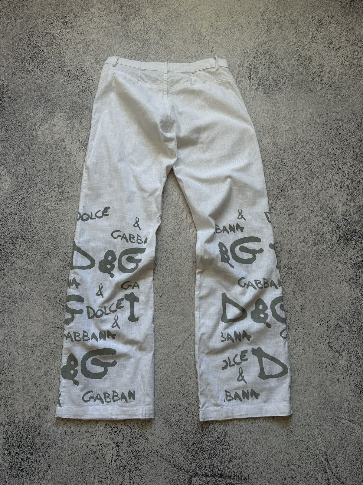 Other Rare! Vintage Dolce & Gabbana Multilogo Linen Pants Y2K Sexy Size 34" / US 12 / IT 48 - 8 Thumbnail