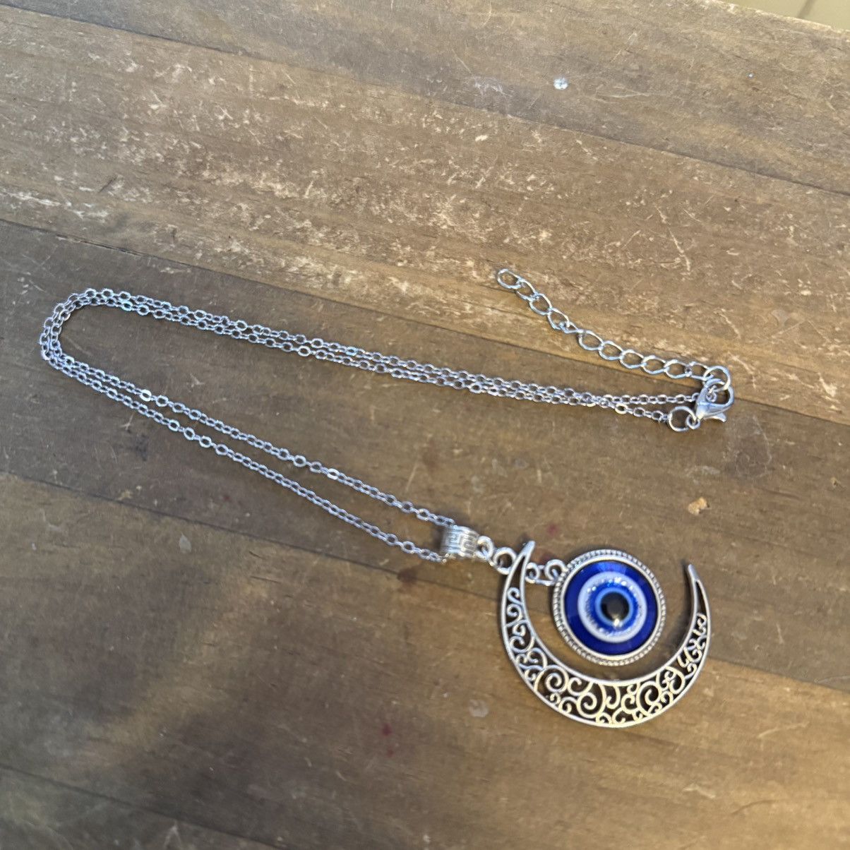 Other Silver tone crescent moon and evil eye pendant necklace Size ONE SIZE - 2 Thumbnail