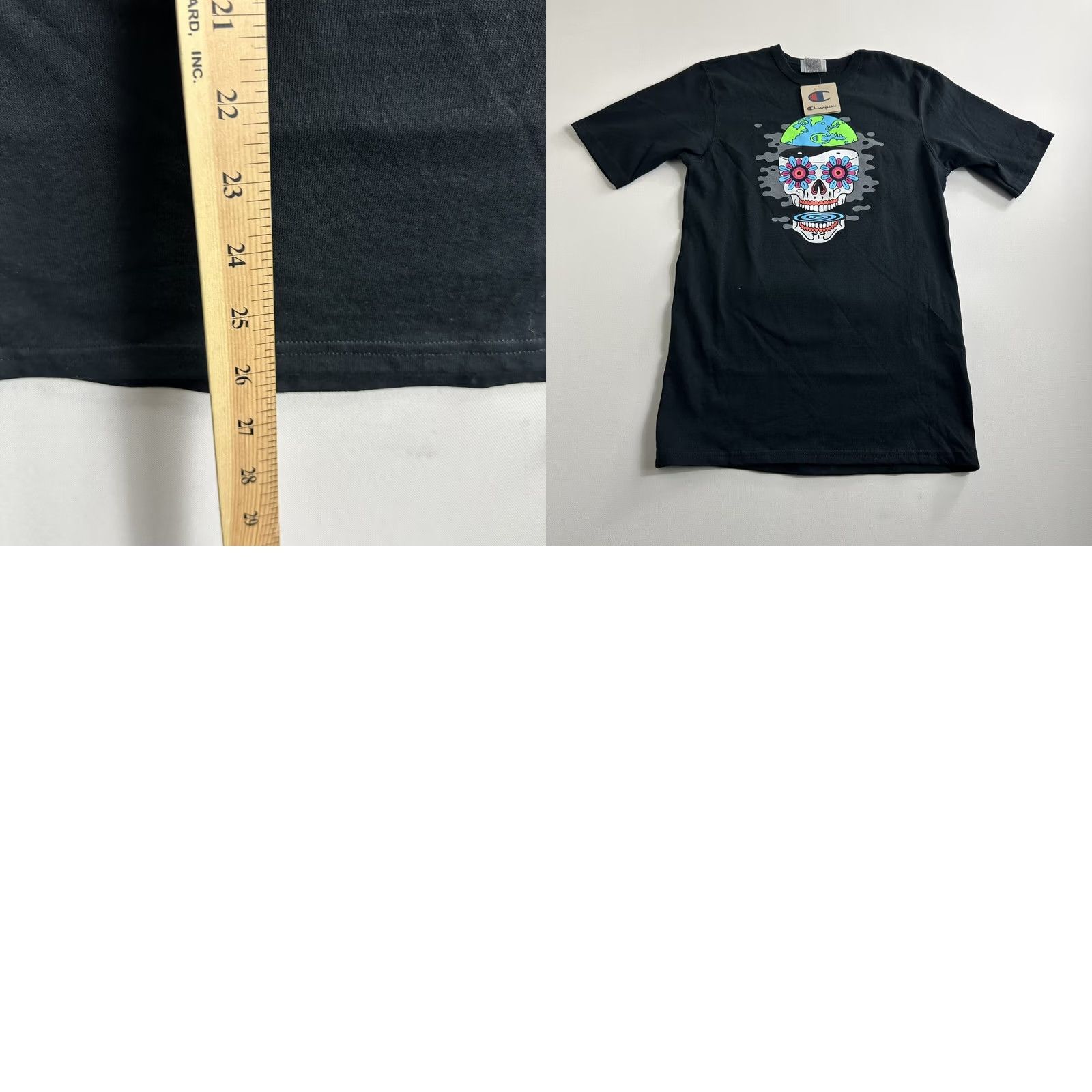 Champion VINTAGE Champion Shirt Mens Small Short Sleeve Black Skull Earth Y2K Men Shirt Black Skull Earth Y2K Size US S / EU 44-46 / 1 - 8 Thumbnail