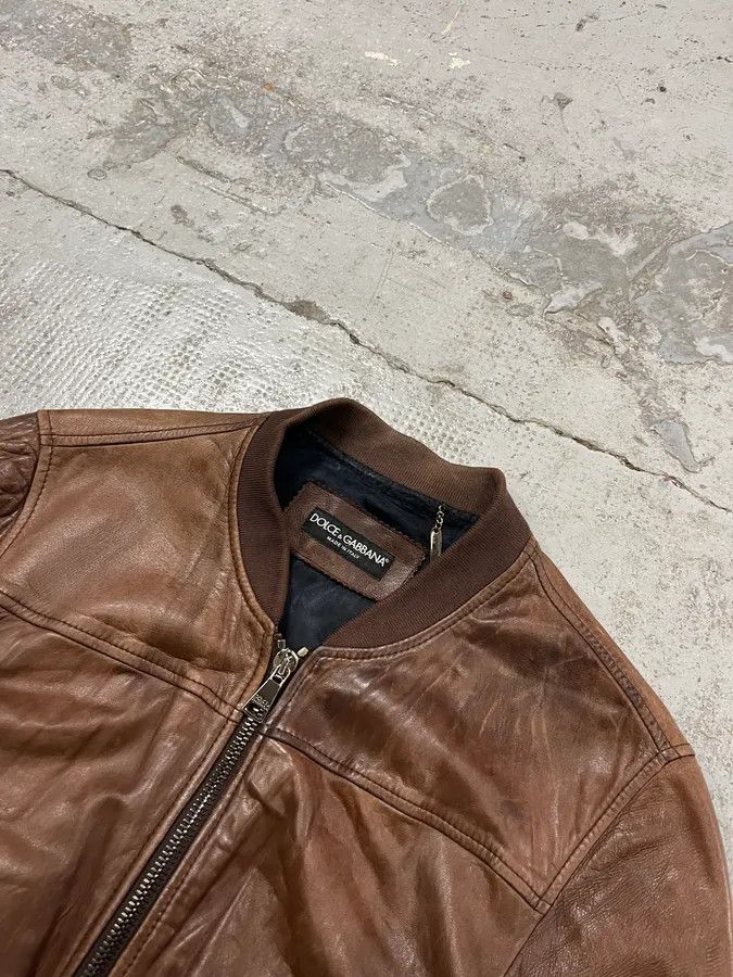 Dolce & Gabbana 2000s Dolce & Gabbana Brown Leather Bomber Jacket Size US M / EU 48-50 / 2 - 5 Thumbnail