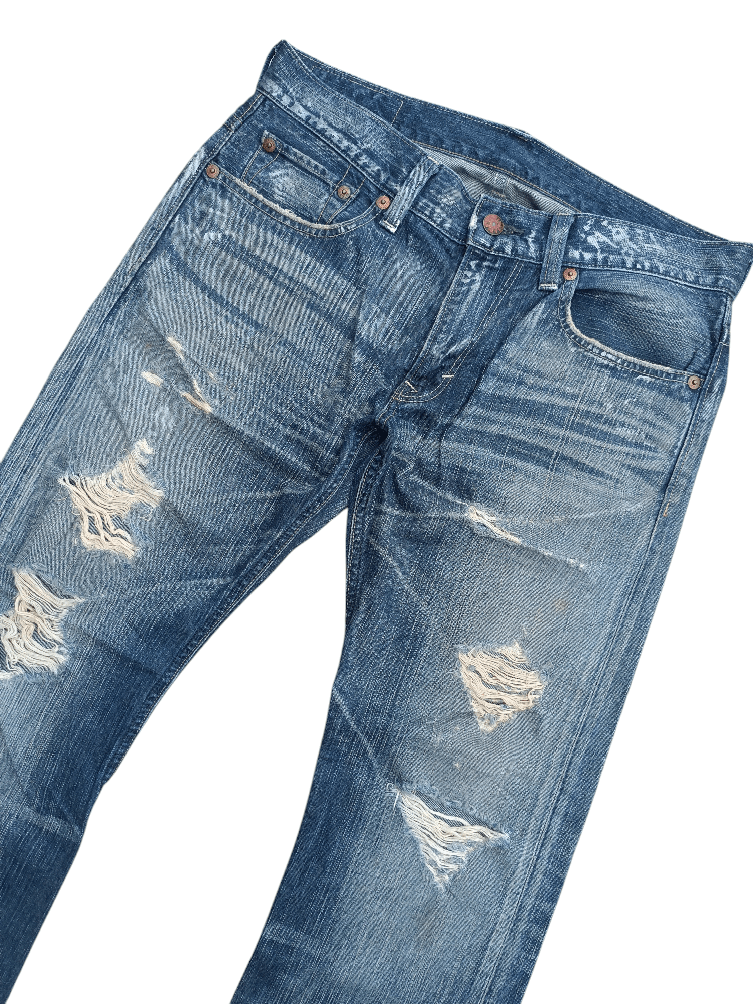 Edwin FLARED Edwin 503 Blue Trip Dirty Mud Wash Distressed Jeans Size US 35 - 8 Thumbnail