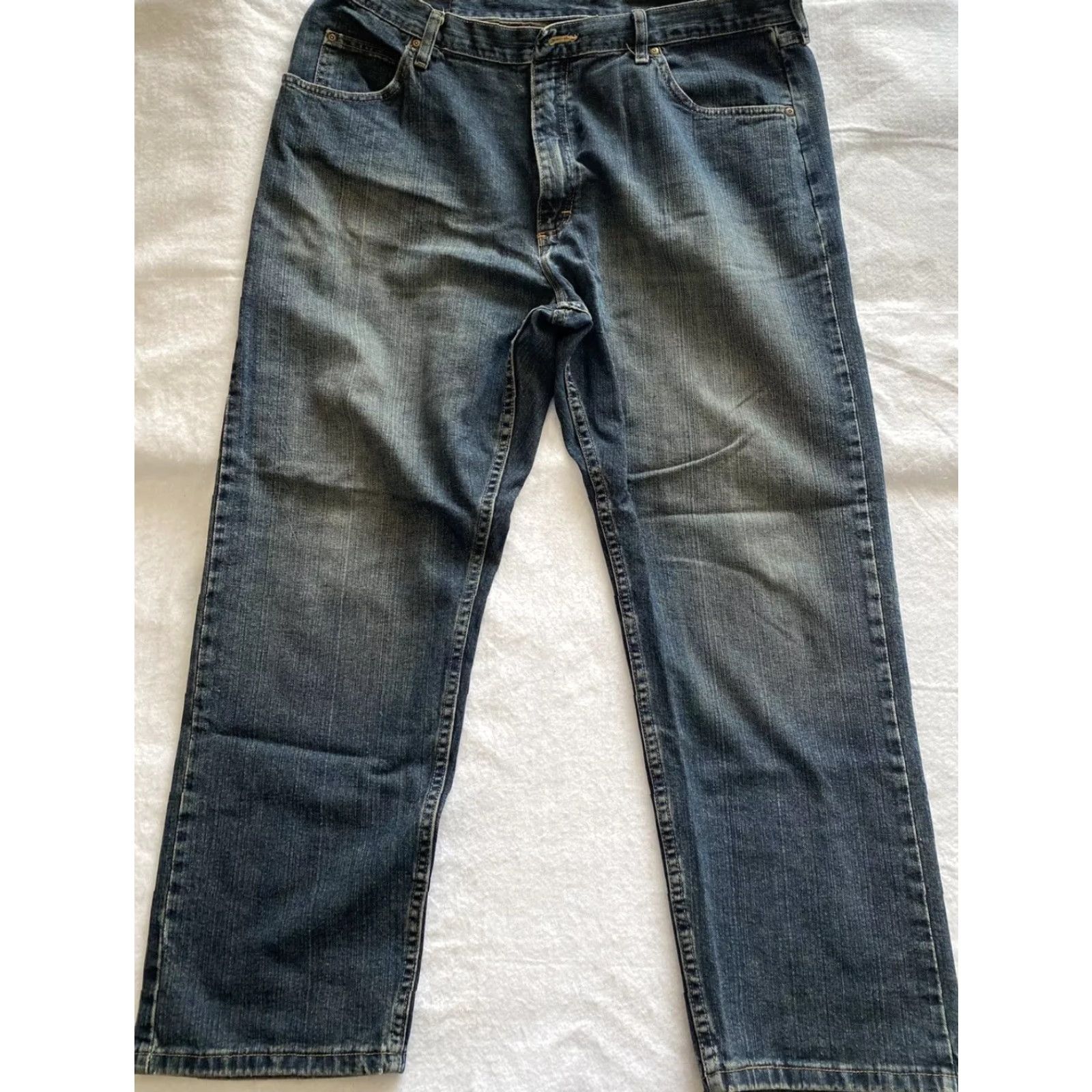 Wrangler Wrangler Jeans Men’s 40x30 Relaxed Fit Straight Leg Solid Blue Denim Cotton Regular Mens Pants Size US 40 / EU 56 - 2 Thumbnail