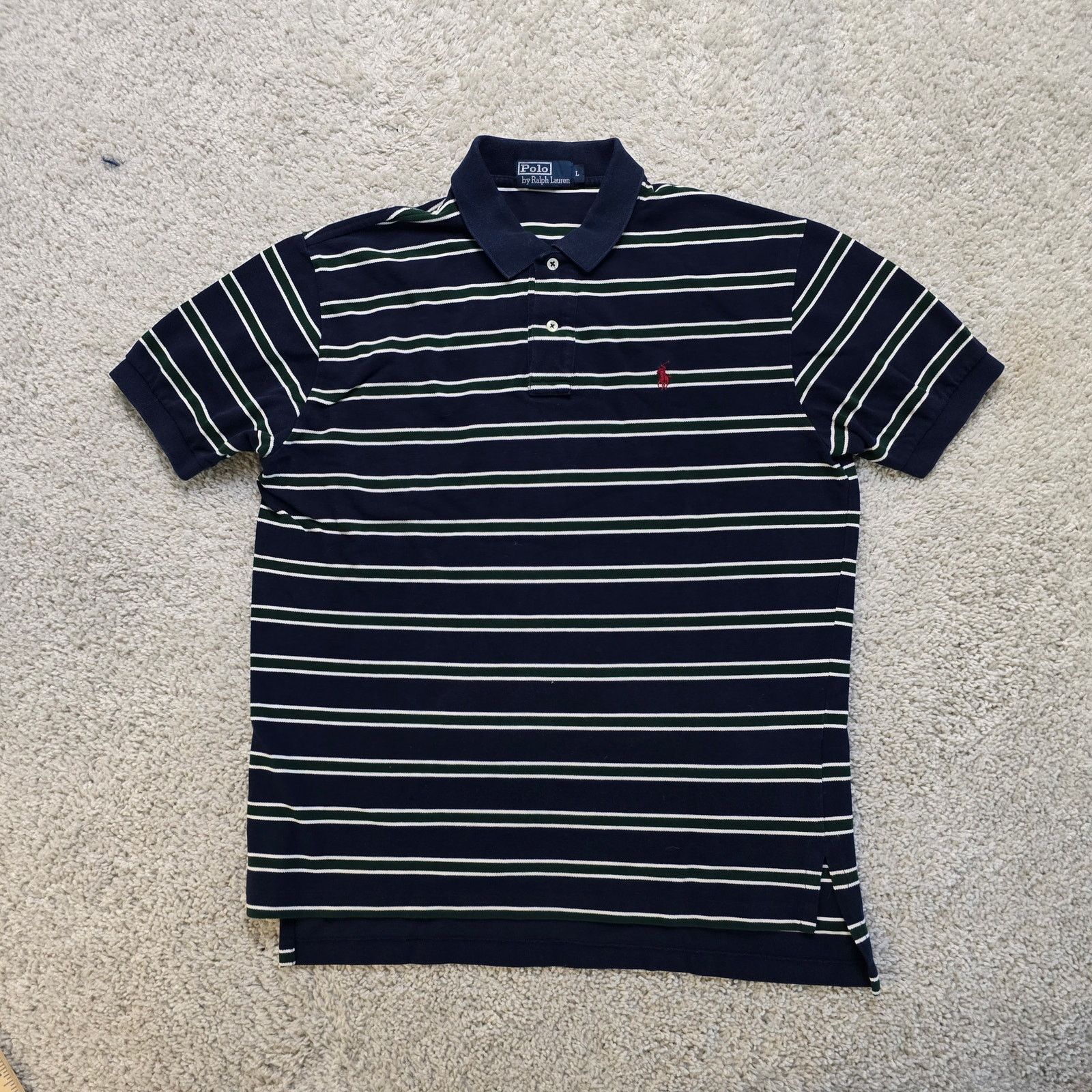 Ralph Lauren Polo Ralph Lauren Mens Vintage VTG Stripe button Polo Blue Size US L / EU 52-54 / 3 - 1 Thumbnail