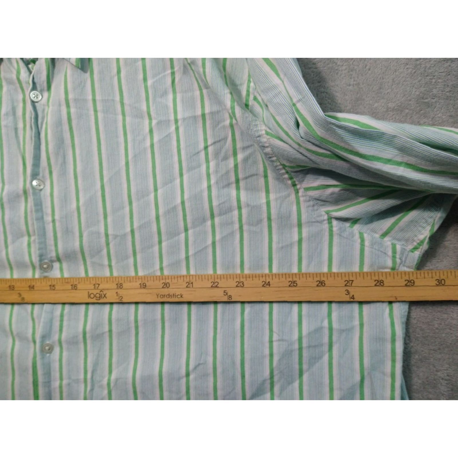 Vintage Polo Jeans Co. Ralph Lauren Shirt Mens 3XT Green Striped Long Sleeve Button Up Size US XXL / EU 58 / 5 - 5 Thumbnail