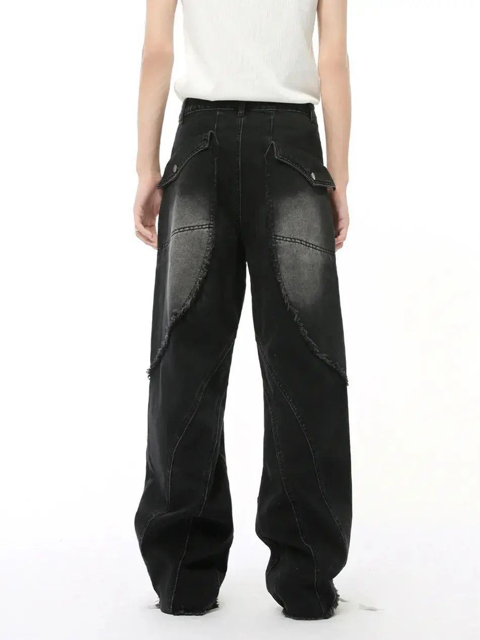 Japanese Brand Retro loose straight leg fringed jeans Size US 32 / EU 48 - 5 Thumbnail
