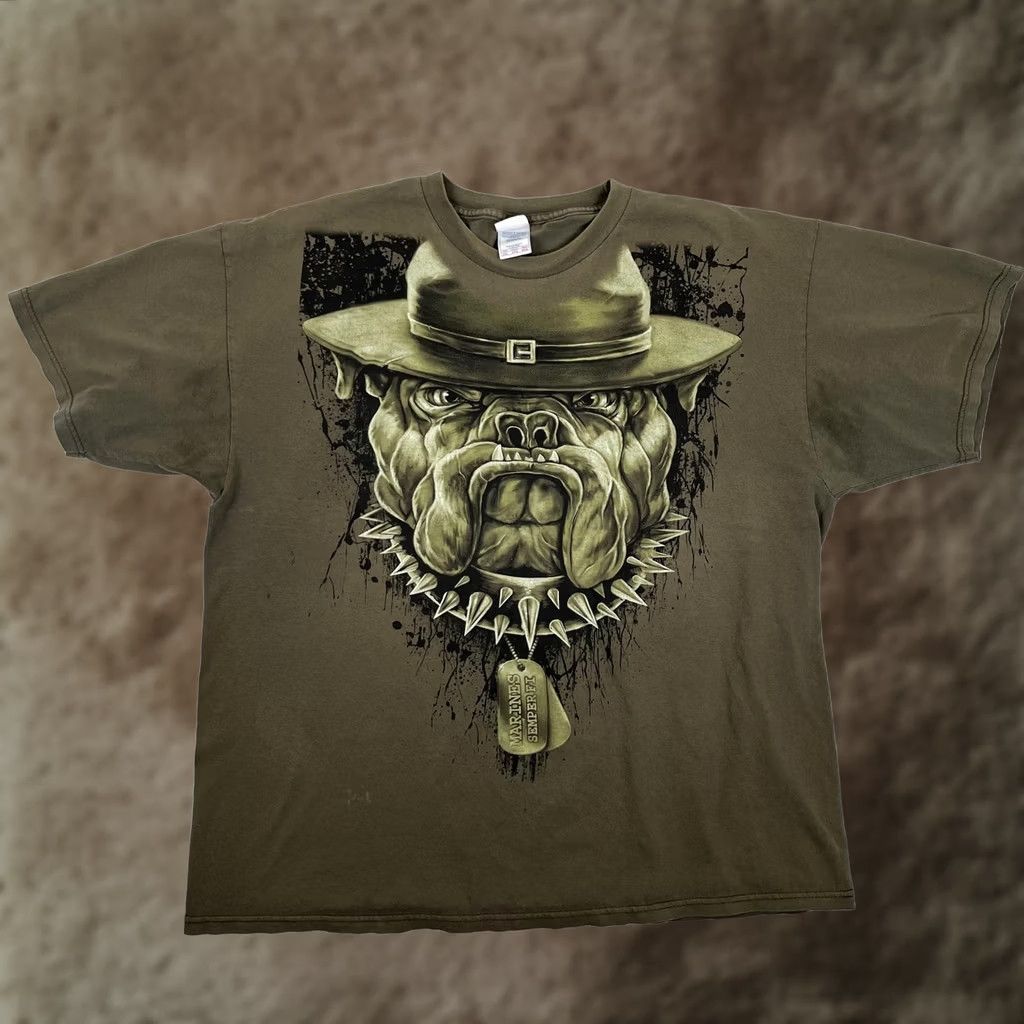 Vintage Vintage Marines Bulldog T-Shirt Mens 2XL Green Drill Sergeant Big Print Size US XXL / EU 58 / 5 - 1 Thumbnail