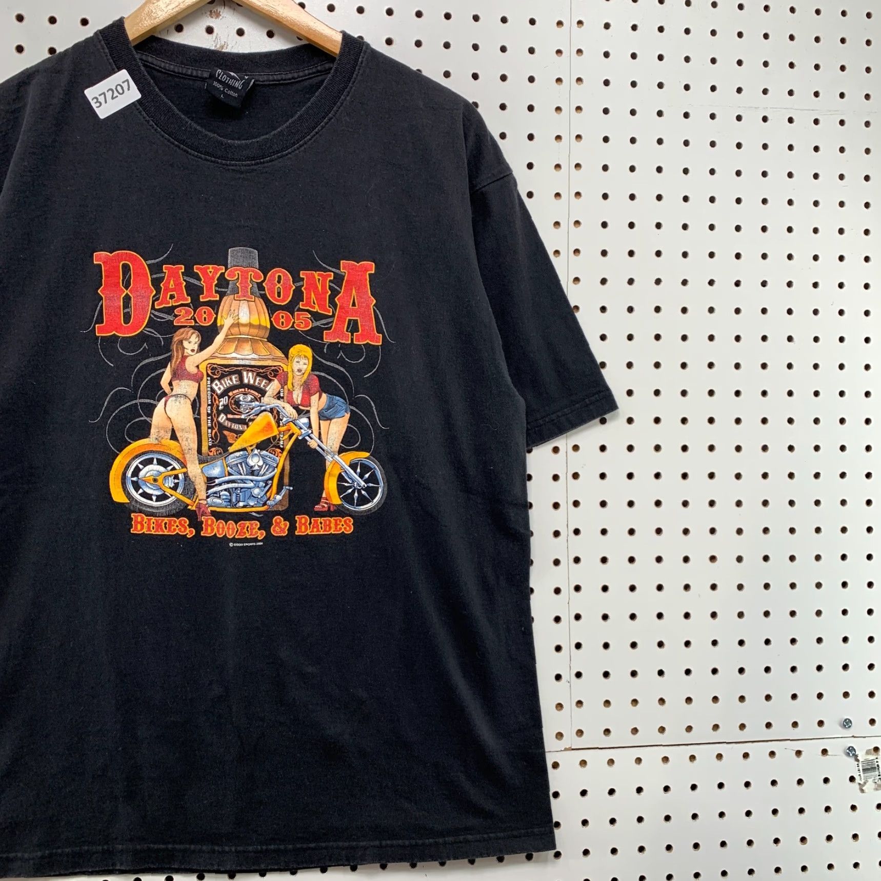 Vintage VTG Lighting Clothing Daytona Bike Booze Babe Shirt Mens Large Black Graphic Print 90s Motorcycle Mens L Size US L / EU 52-54 / 3 - 5 Thumbnail
