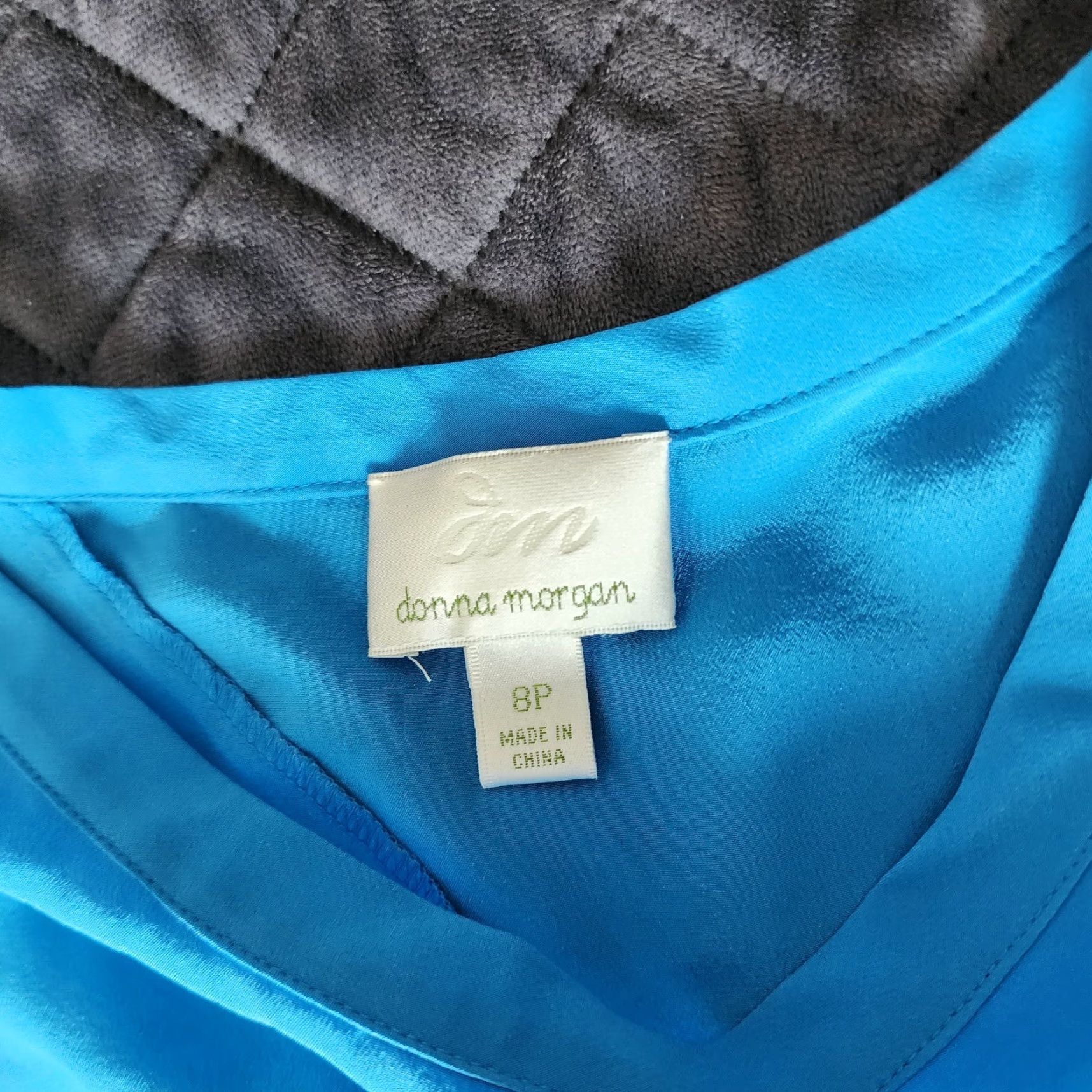 Donna Morgan Donna Morgan Dress Blue Size 8P Short Sleeve Knee Length Fit & Flare Waist Tie Size 30" / US 8 / IT 44 - 7 Thumbnail