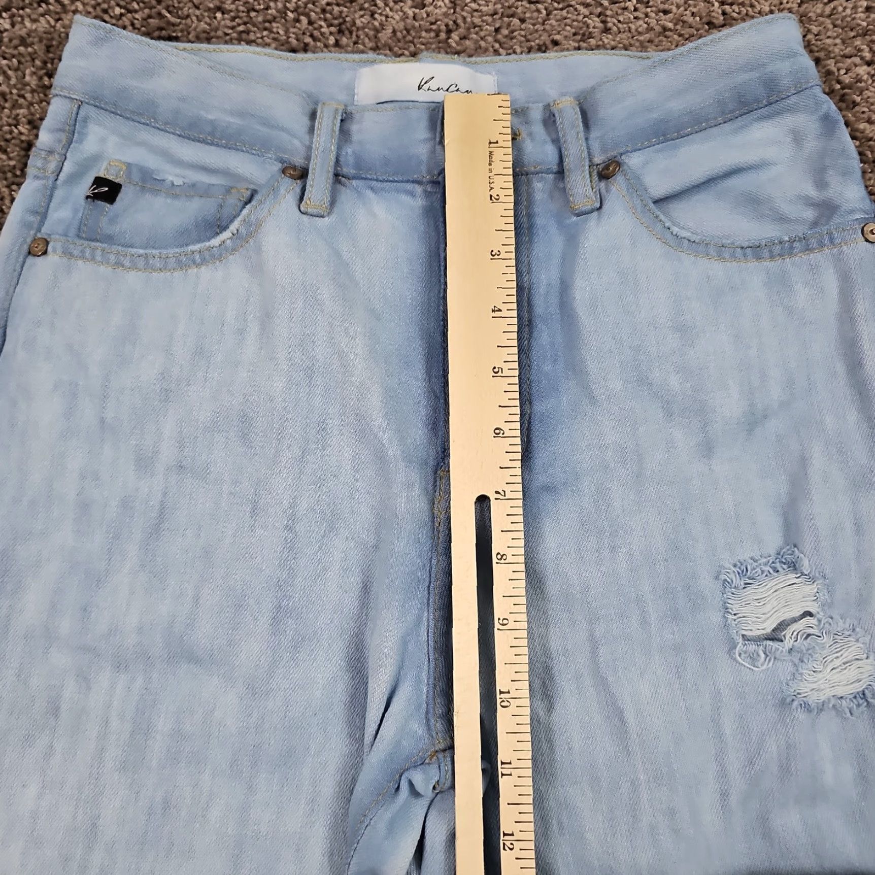 Vintage KanCan Jeans Womens Flare High Distressed Light Wash Denim Button Fly 24x33 Size 25" / US 0 / IT 36 - 3 Thumbnail