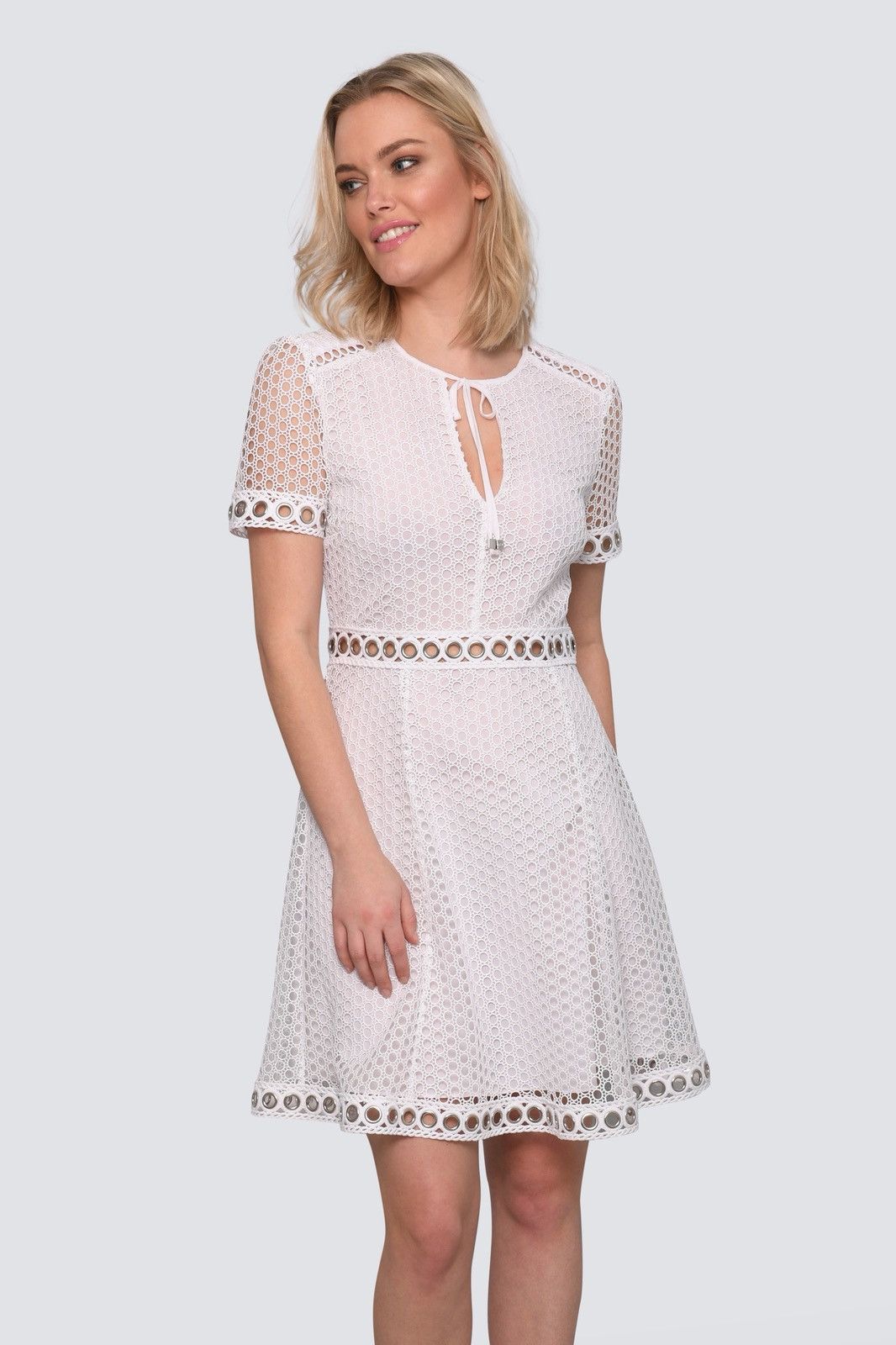 Michael Kors Michael Kors Womens White Lace Dress Grommet Detail Size S / US 4 / IT 40 - 4 Thumbnail