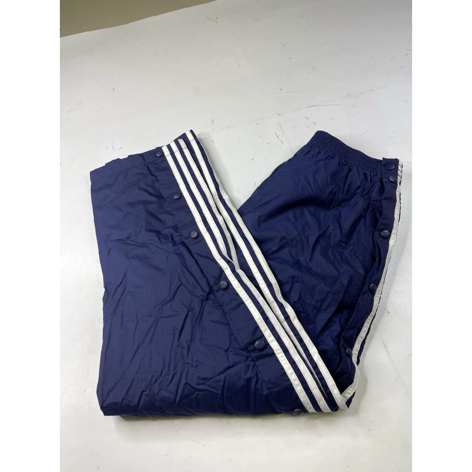 Adidas VINTAGE adidas Pants Nylon Track Snap Button Lined Y2K Mens Large Blue Wide-Leg Track Pants Mens Regular Wide-Leg Blue Nylon Adidas Pants Size US 33 - 2 Thumbnail