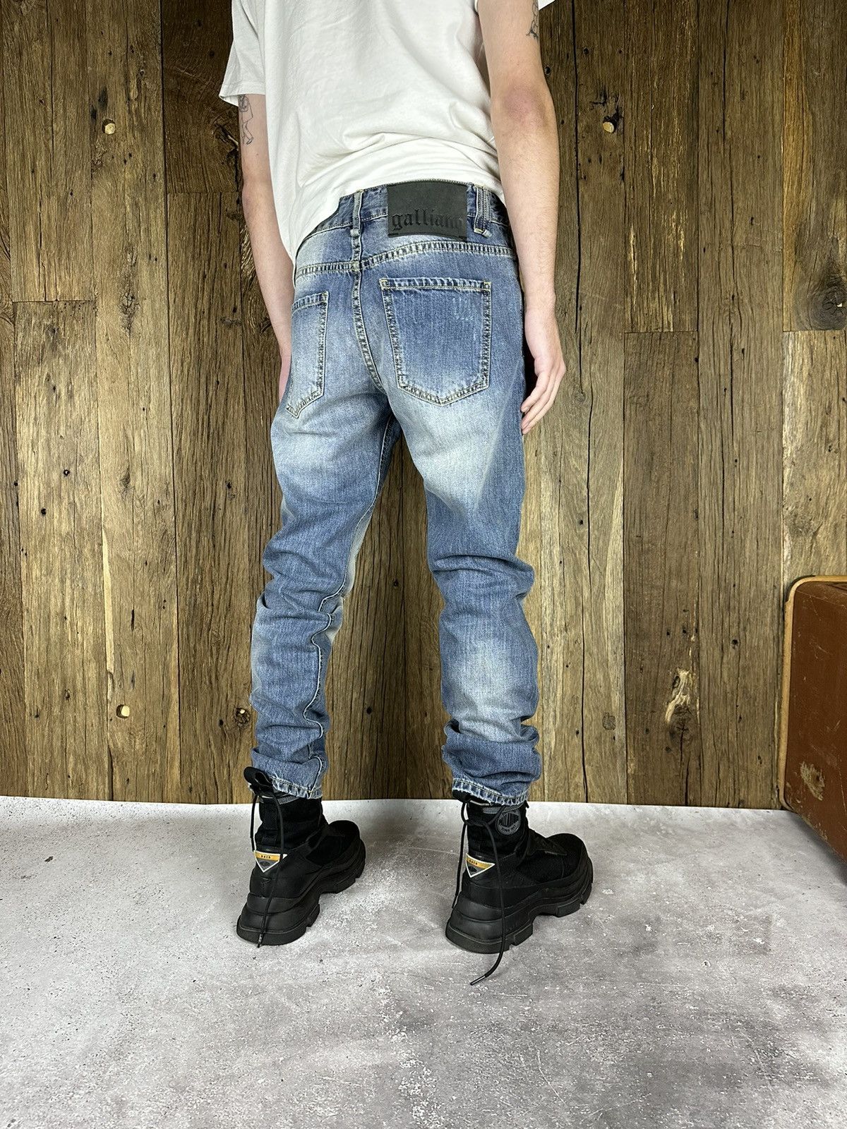 John Galliano × Vintage Vintage Galliano Distressed Blue Jeans Pants Size US 33 - 2 Thumbnail