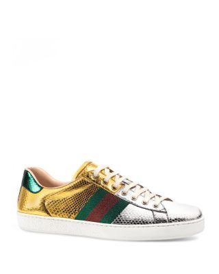 Gucci GUCCI New Ace Metallic Snakeskin Sneakers. Size 8. US 8.5 Size US 8.5 / EU 41-42 - 1 Thumbnail