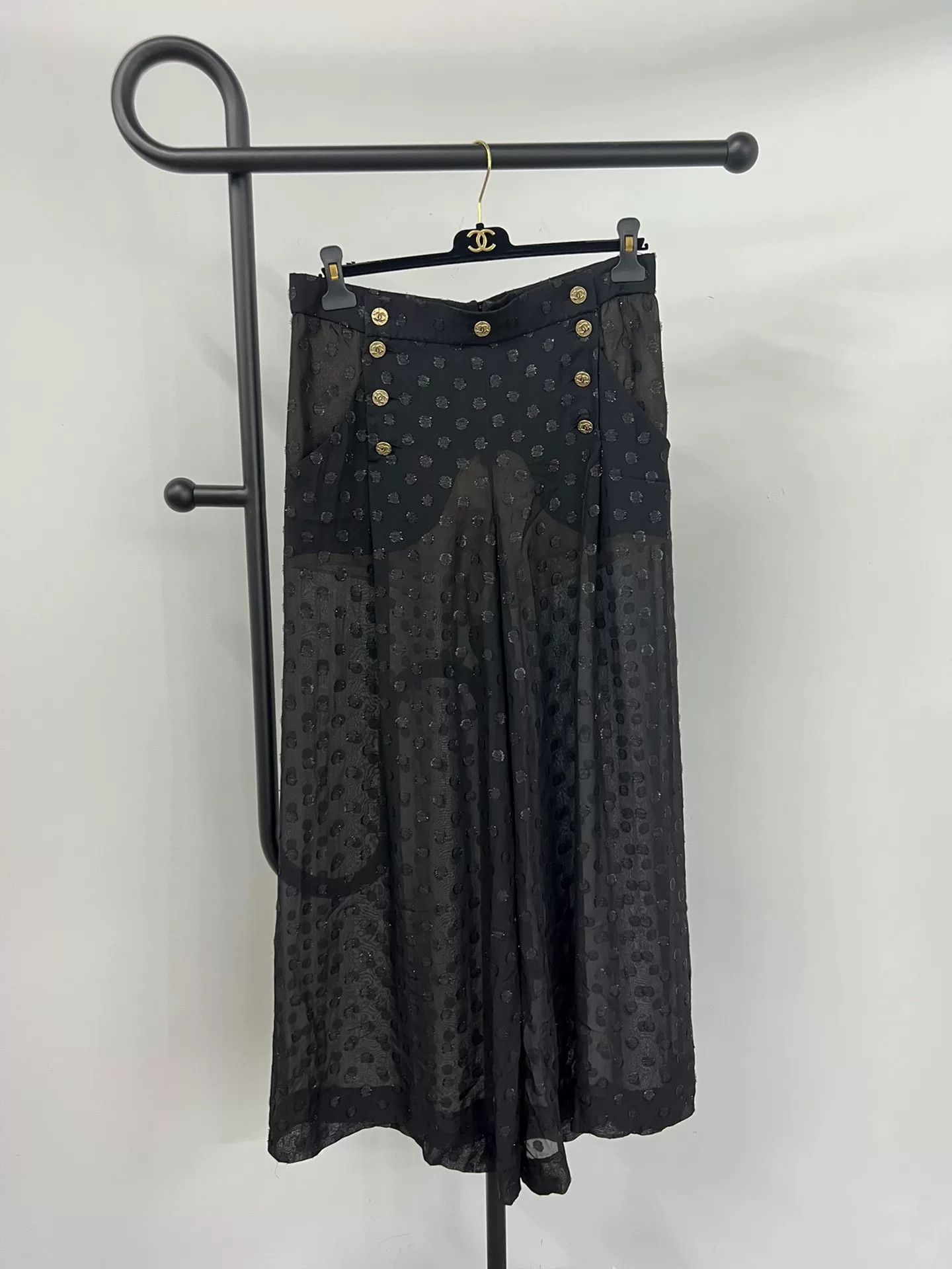 Chanel Chanel 23S Black Silk Wide-Leg Pants Size 40" / US 18 - 1 Thumbnail