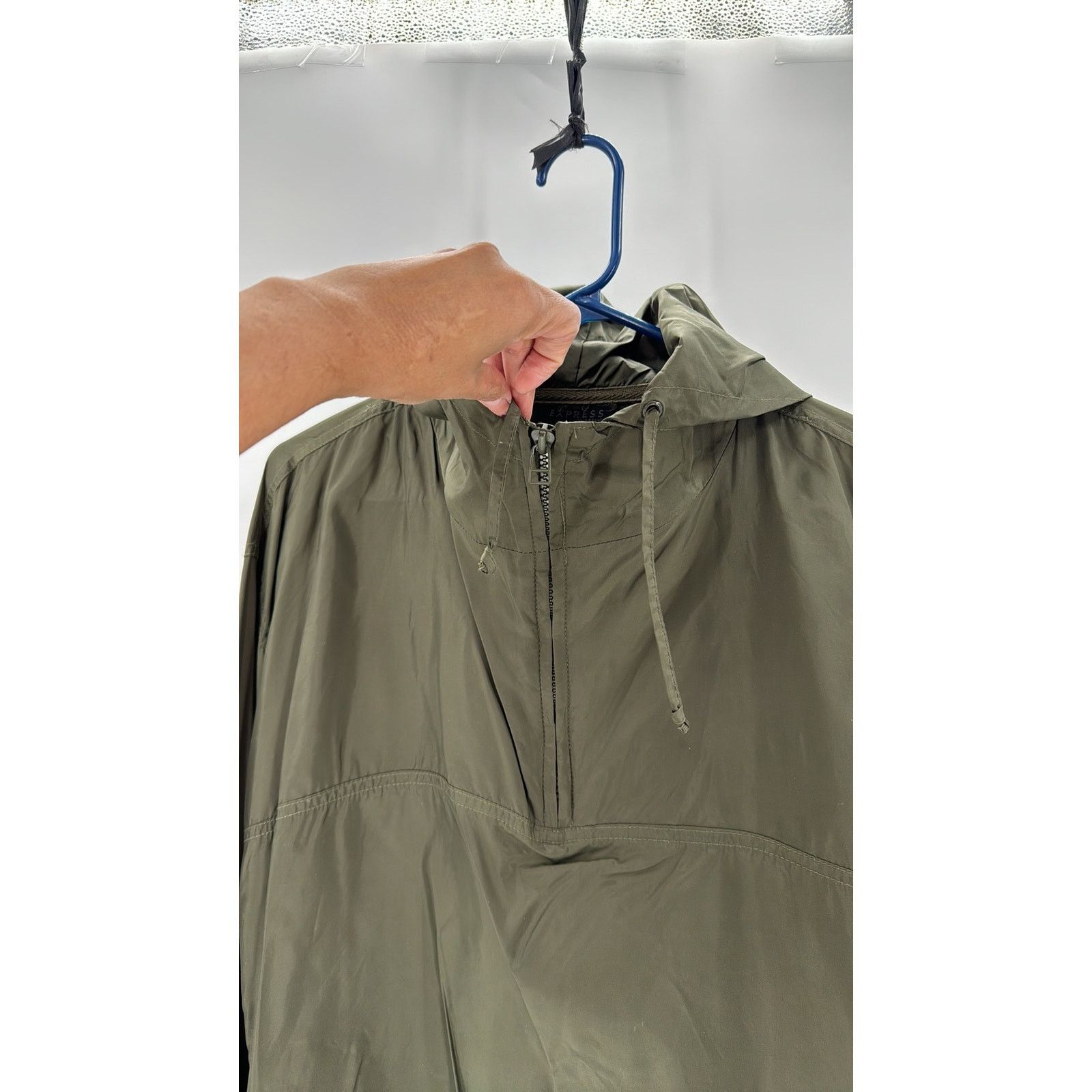 Express EXPRESS World Brand 90s Windbreaker green Hooded Nylon Size US L / EU 52-54 / 3 - 5 Thumbnail