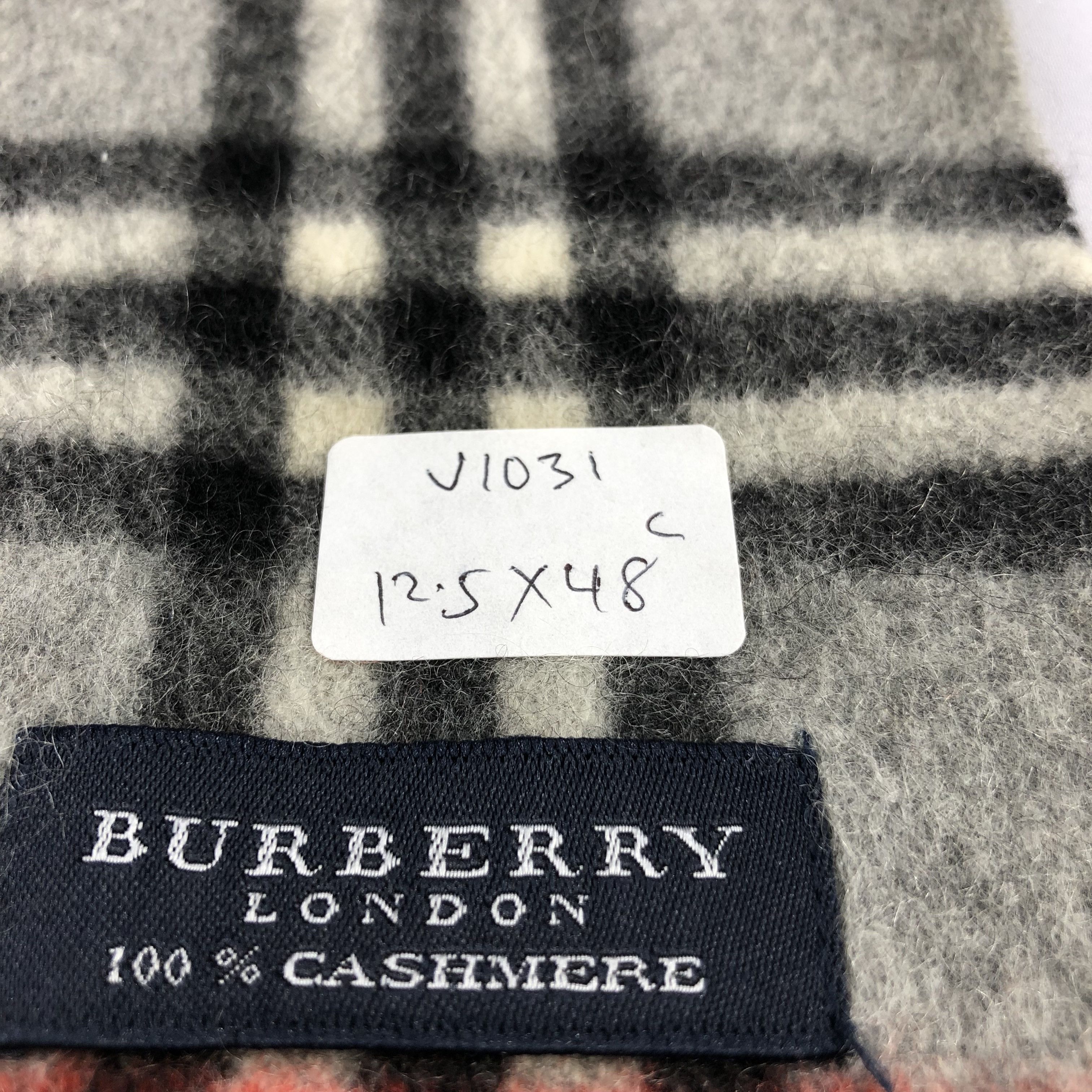 Burberry Burberry Nova Check Grey Cashmere Scarf Muffler V1031 Size ONE SIZE - 5 Thumbnail