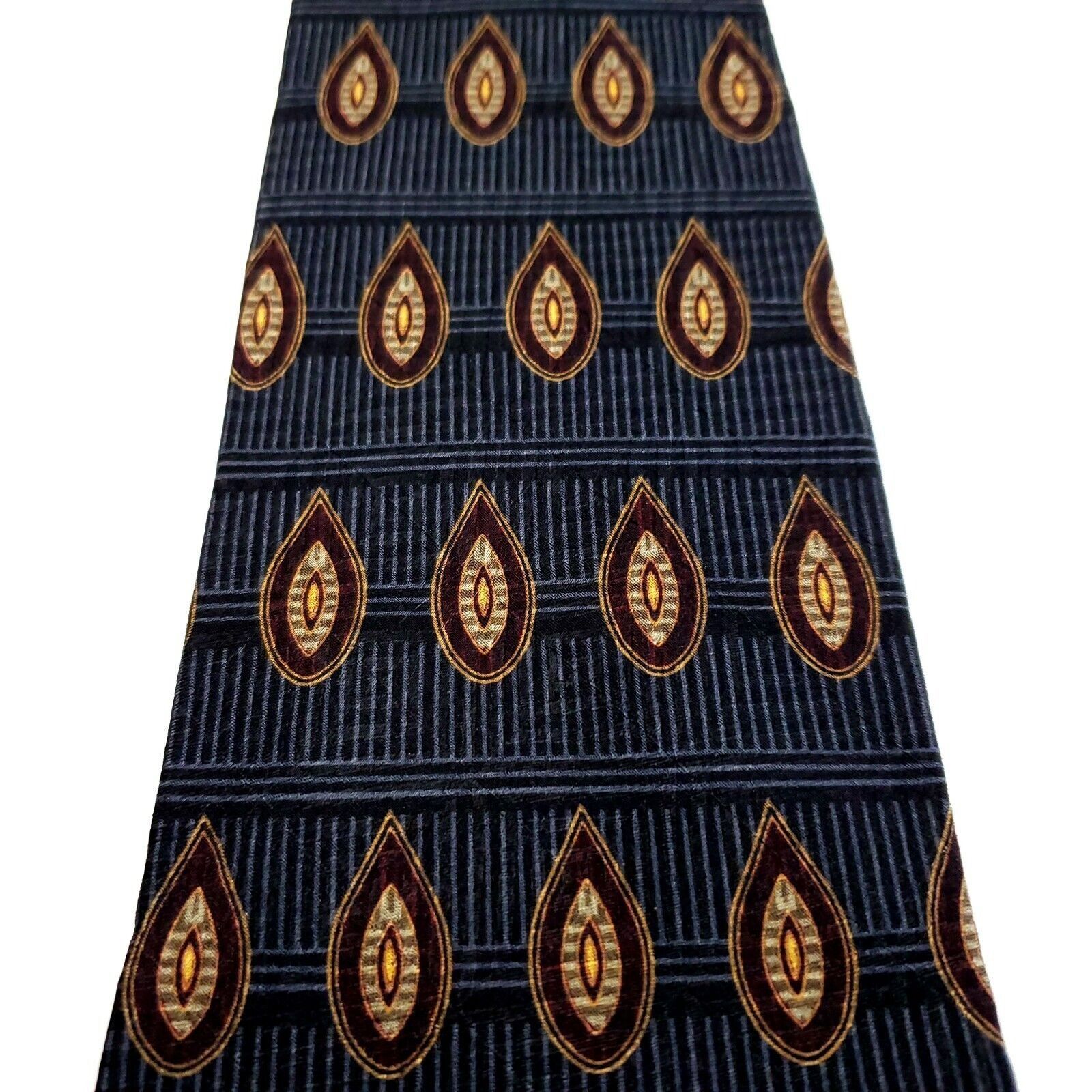 Designer Graham & Lockwood England Silk Tie Woven Blue Gray Brown Geo Size ONE SIZE - 2 Thumbnail
