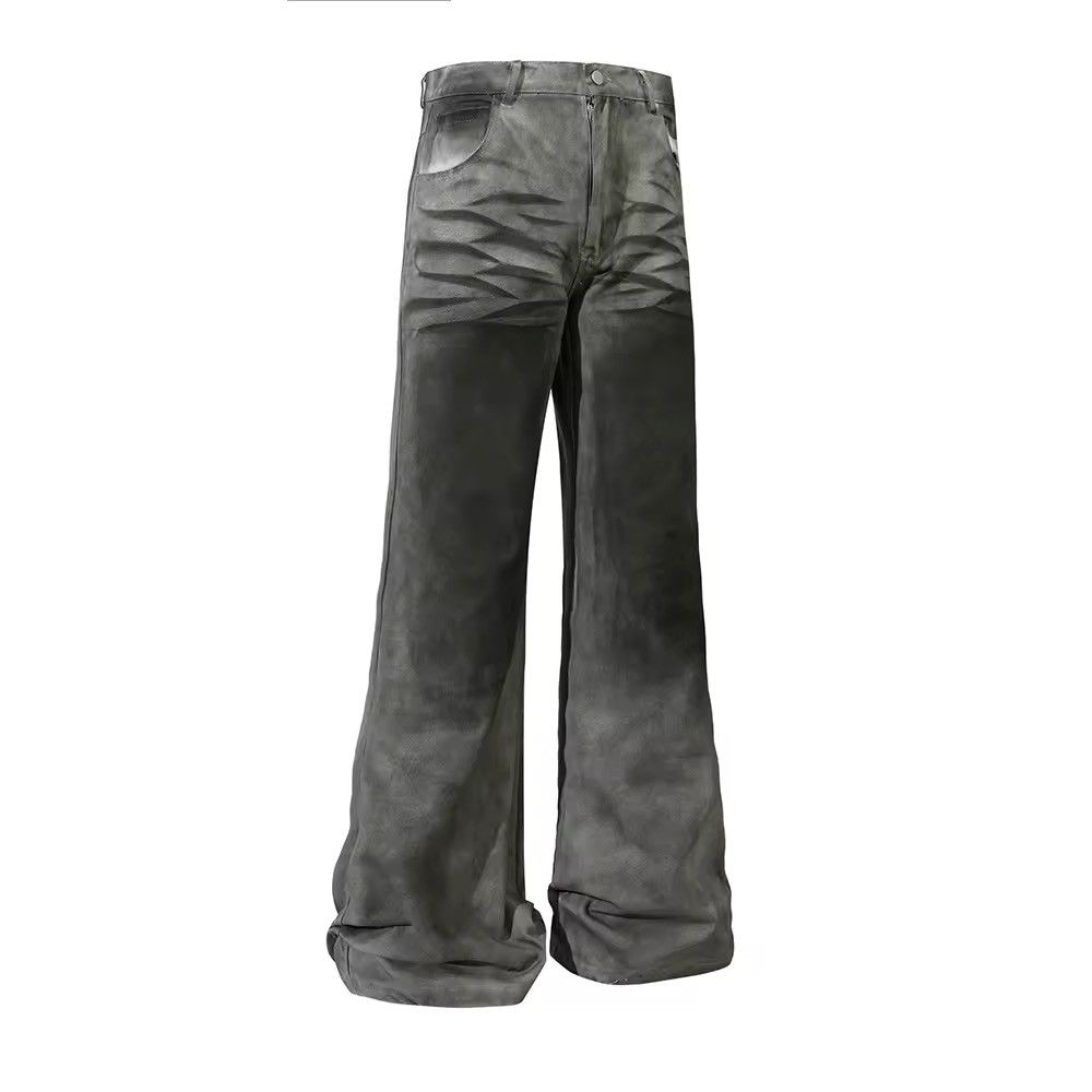 Japanese Brand Painted Pleated Washed Gray Jean Size US 34 / EU 50 - 1 Thumbnail