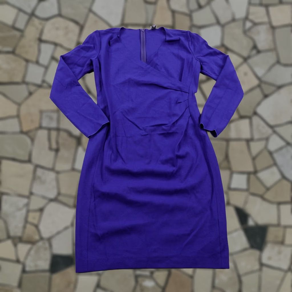Armani Armani Collezioni Dress Womens Blue Sheath Knee Length V Neck Long Sleeve 8 Size M / US 6-8 / IT 42-44 - 1 Thumbnail
