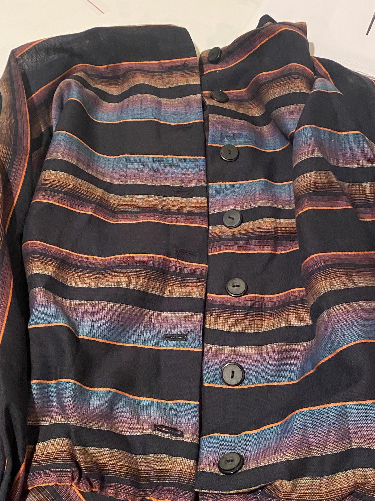 Unknown London Vintage 80s Womens Long Sleeve Striped Midi Dress (384) Size S / US 4 / IT 40 - 11 Thumbnail