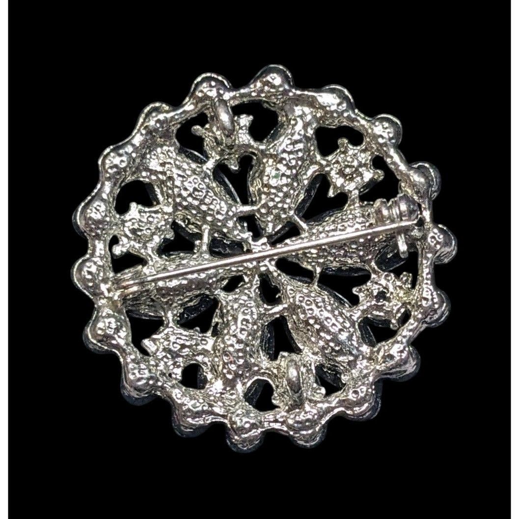Other Vintage Gothic Floral Black And Silver Tone Gemmed Brooch Size ONE SIZE - 2 Thumbnail