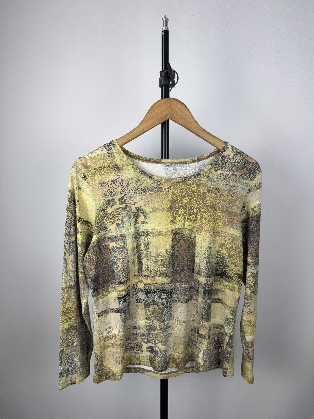 Japanese Brand Vintage Y2K Floral Abstract JPG Style Mesh Long Sleeve Top Size M / US 6-8 / IT 42-44 - 1 Thumbnail