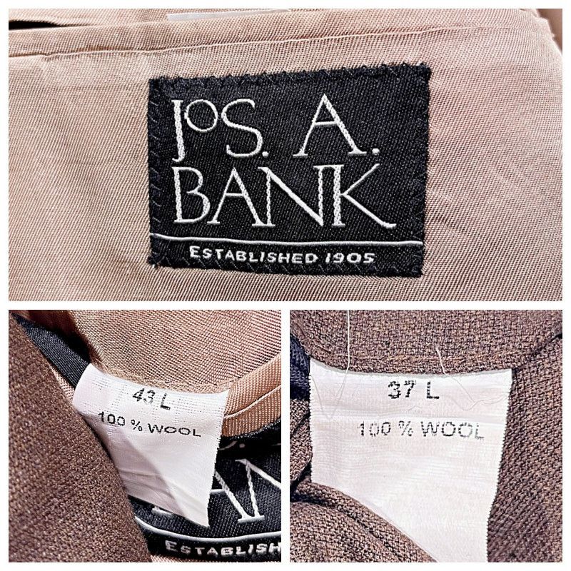 Jos. A. Bank Jos A Bank Wool 2 Piece Suit Brown Mens 43L Jacket 37L Pants Size 42L - 15 Thumbnail