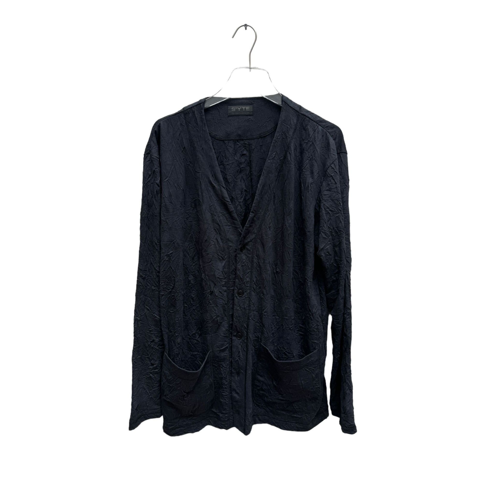 image of Yohji Yamamoto Black Textured Cardigan, Men's (Size Large)