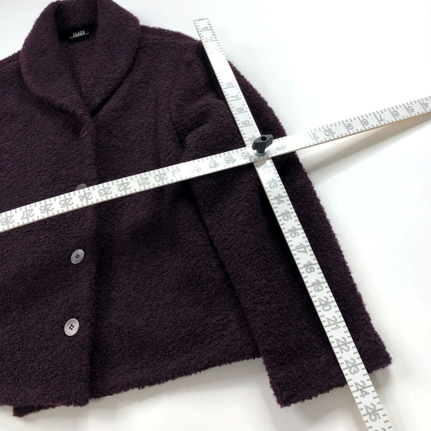 J. Jill J.Jill Womens Blazer Wool Blend 3 Button Purple MINT Solid Knit L Mid-Length Long Sleeve Buttoned Collar Fall Spring Summer Winter Womens Size L / US 10 / IT 46 - 7 Thumbnail